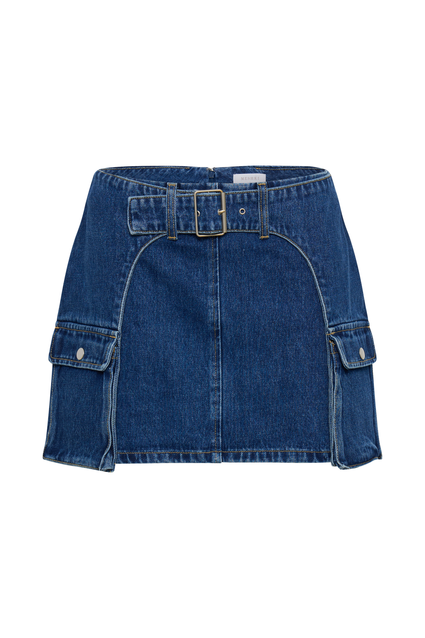 ROF Rowena Denim Tokalı Mini Etek - Koyu Mavi