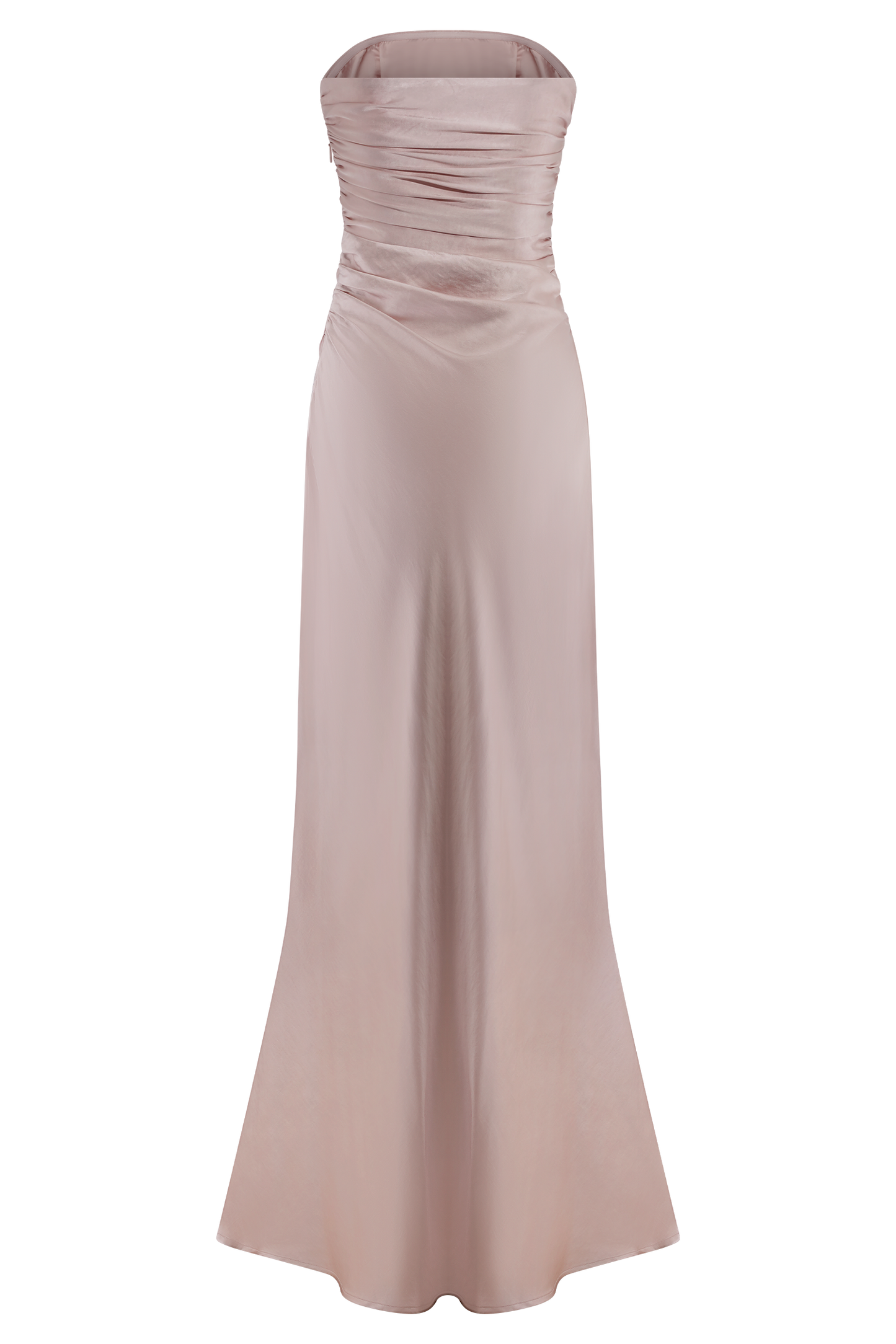 ROF Sedir Straplez Saten Maxi Elbise - Soft Pembe