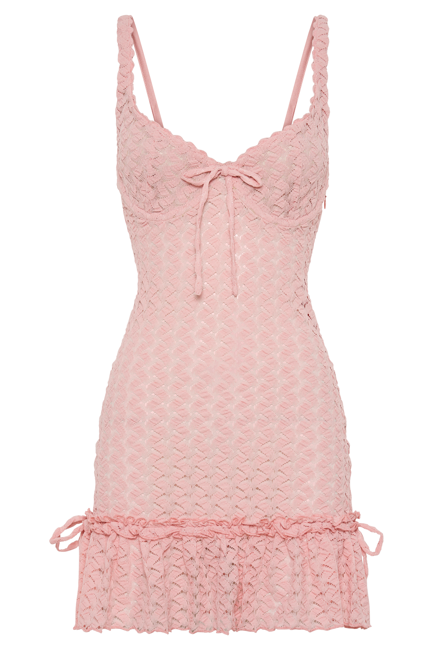 ROF Marietta Cupped Dantel Mini Elbise - Peri Floss Pembe