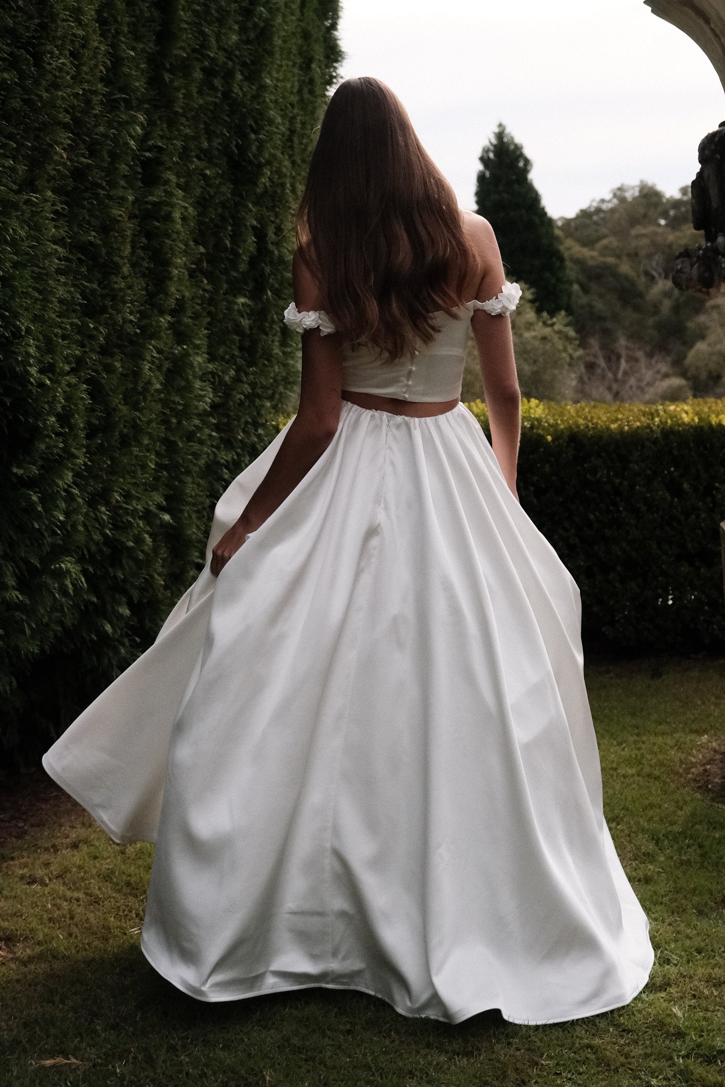 ROF Kelsey Saten Maxi Etek - Beyaz