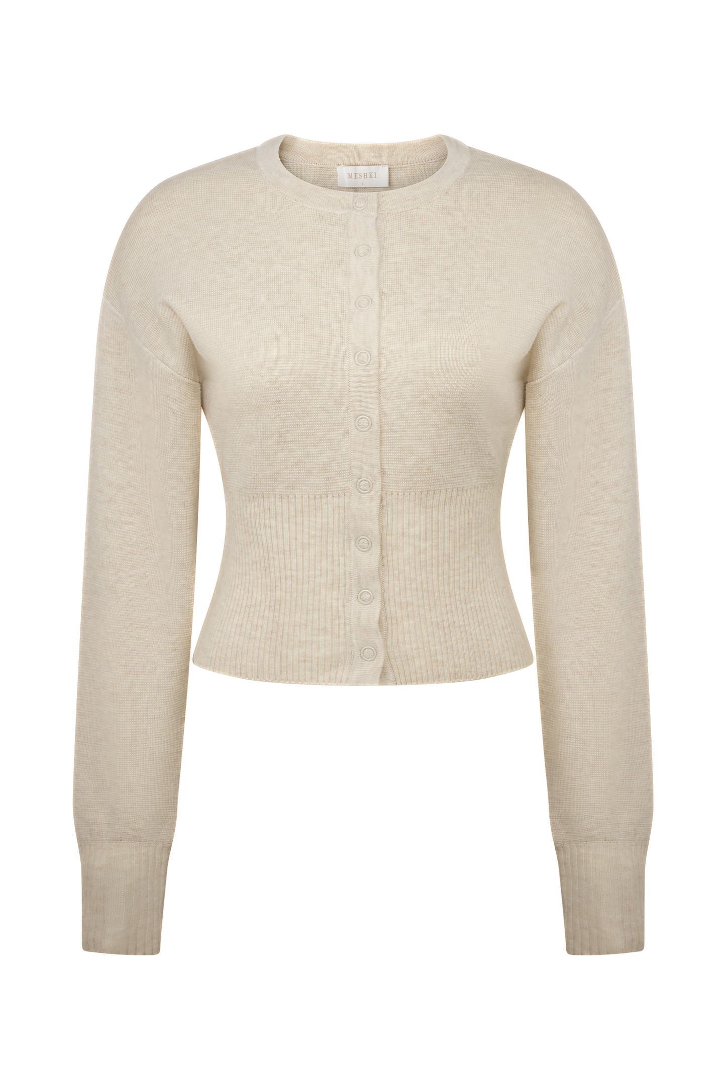 ROF Ferne Düğmeli Örgü Hırka - Oat Marle