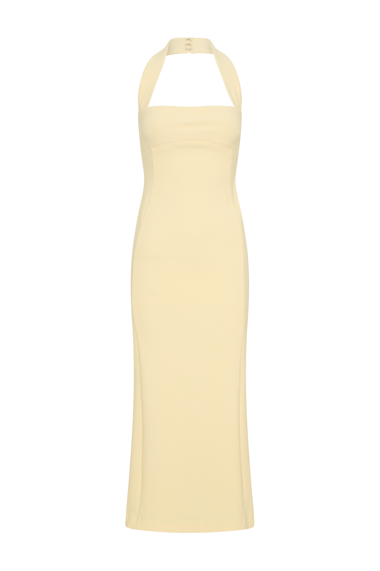 ROF Amelita Boyundan Bağlamalı Midi Elbise - Soluk Limon