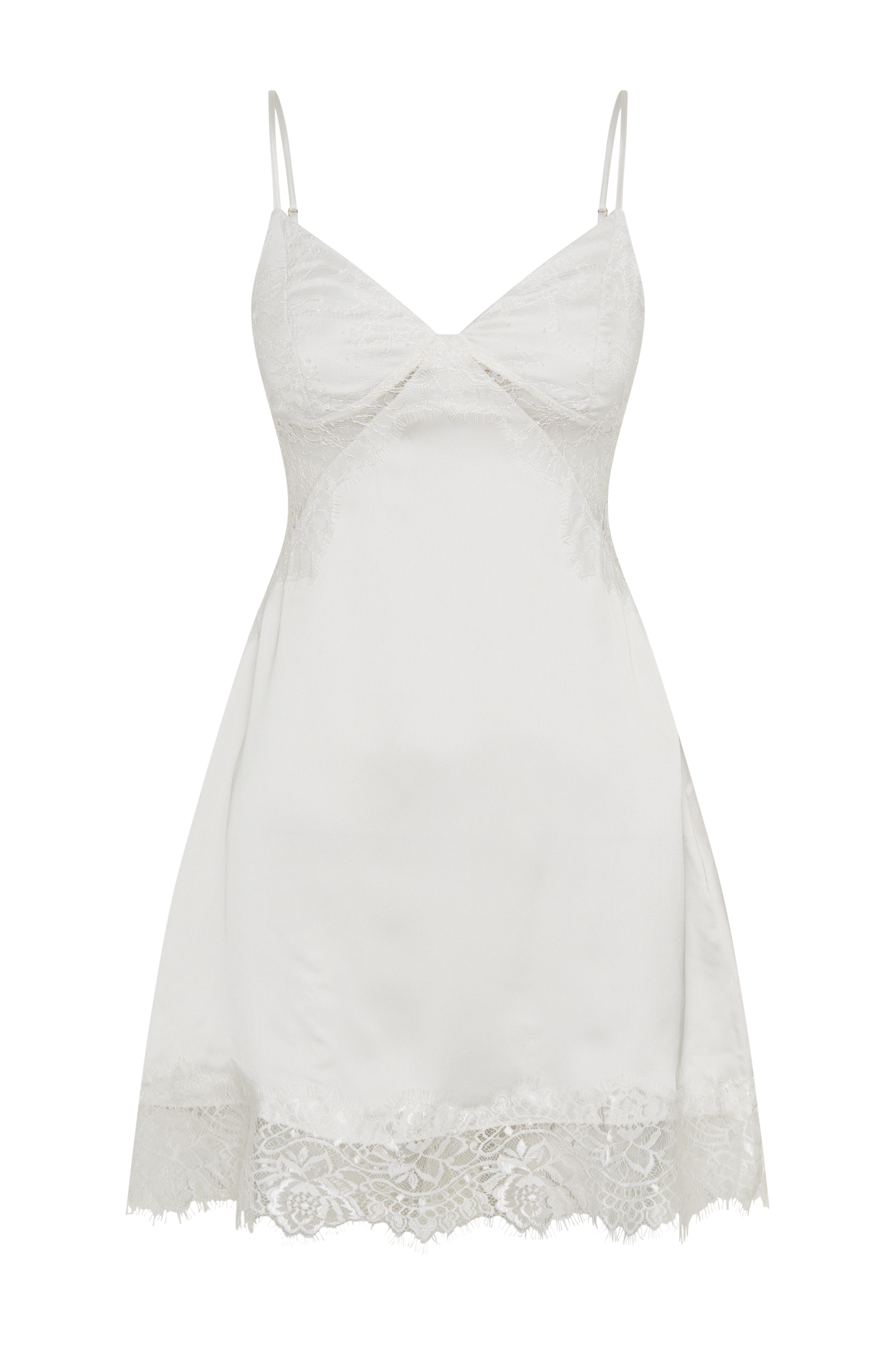 ROF Emmett Dantel Slip Elbise - Beyaz