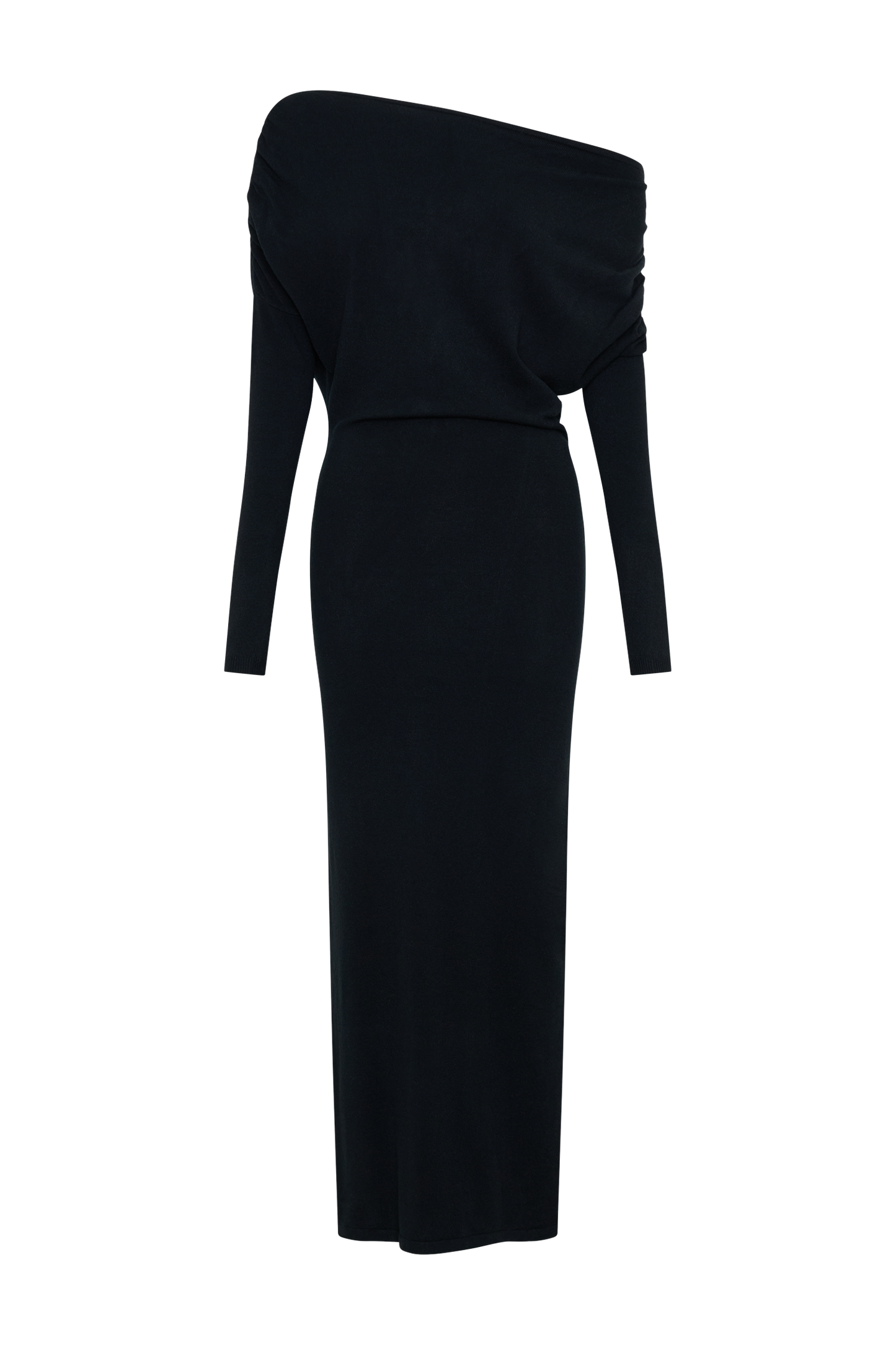 ROF Jessie Dekolteli Örgü Midi Elbise - Siyah