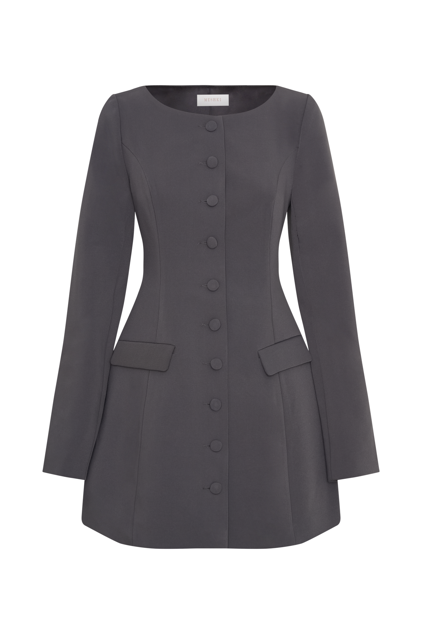 ROF Jolie Kayık Yaka Takım Elbise Mini Elbise - Kömür Gri