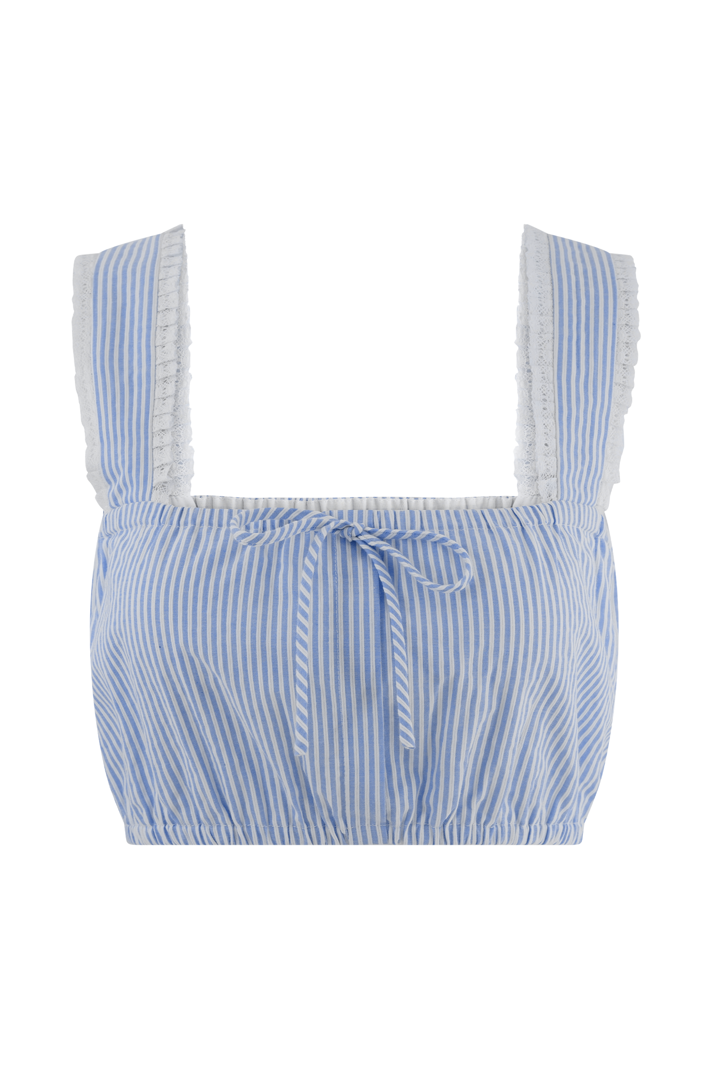 ROF Gretel Kolsuz Crop Top - Mavi Çizgili