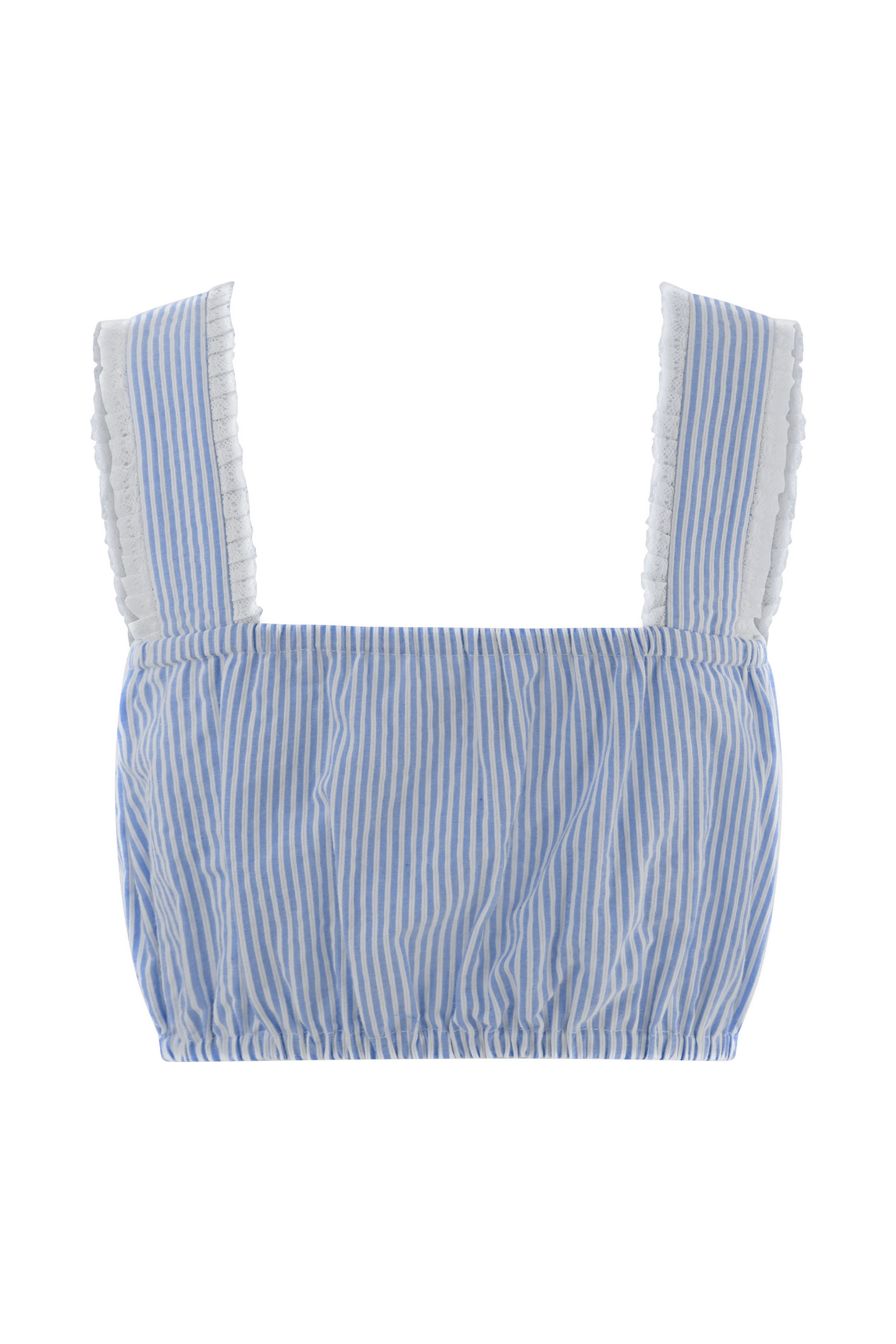ROF Gretel Kolsuz Crop Top - Mavi Çizgili