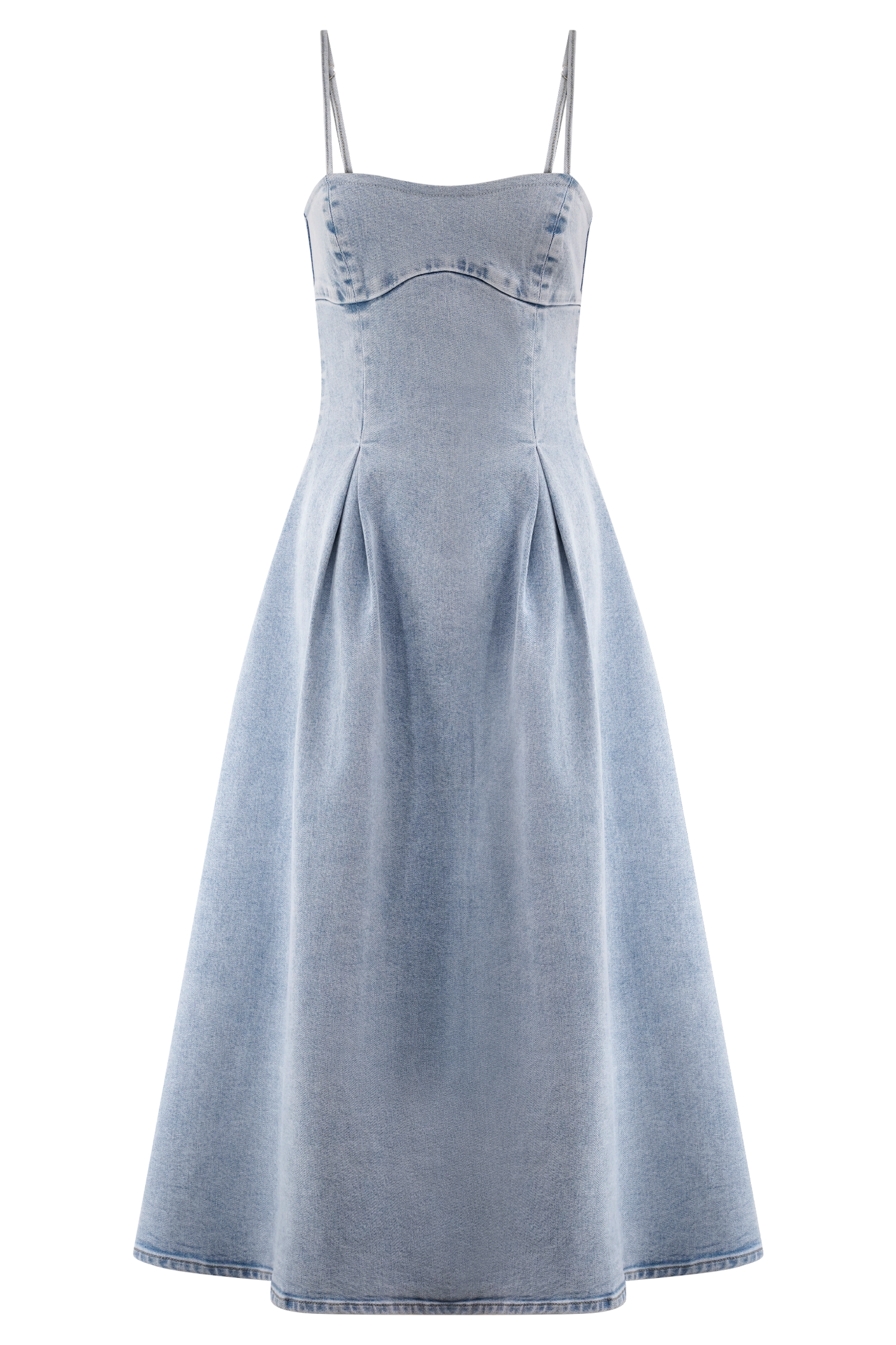 ROF Harlyn Denim Midi Elbise - Açık Mavi