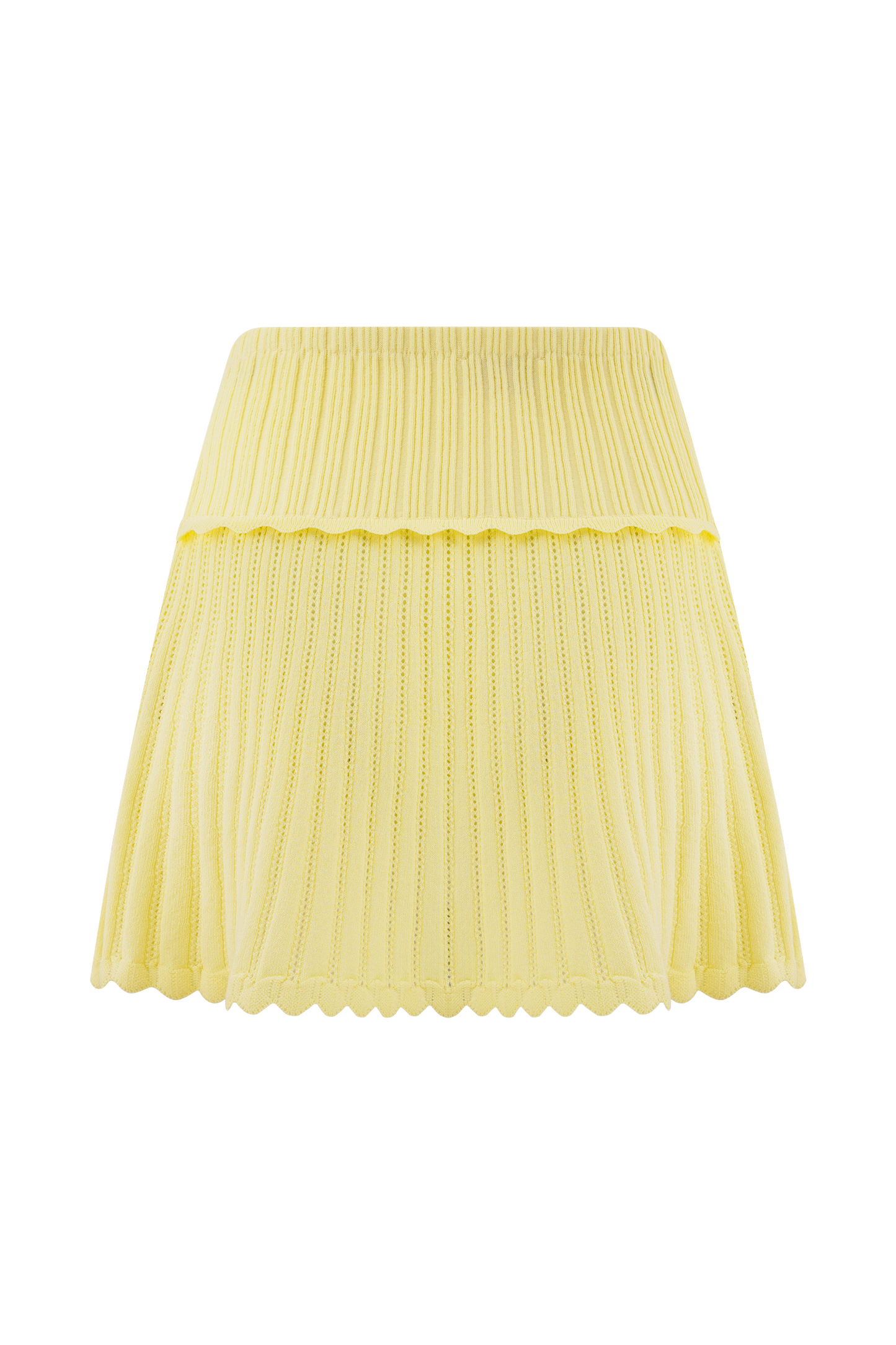 ROF Indy Pointelle Örgü Mini Etek - Limon