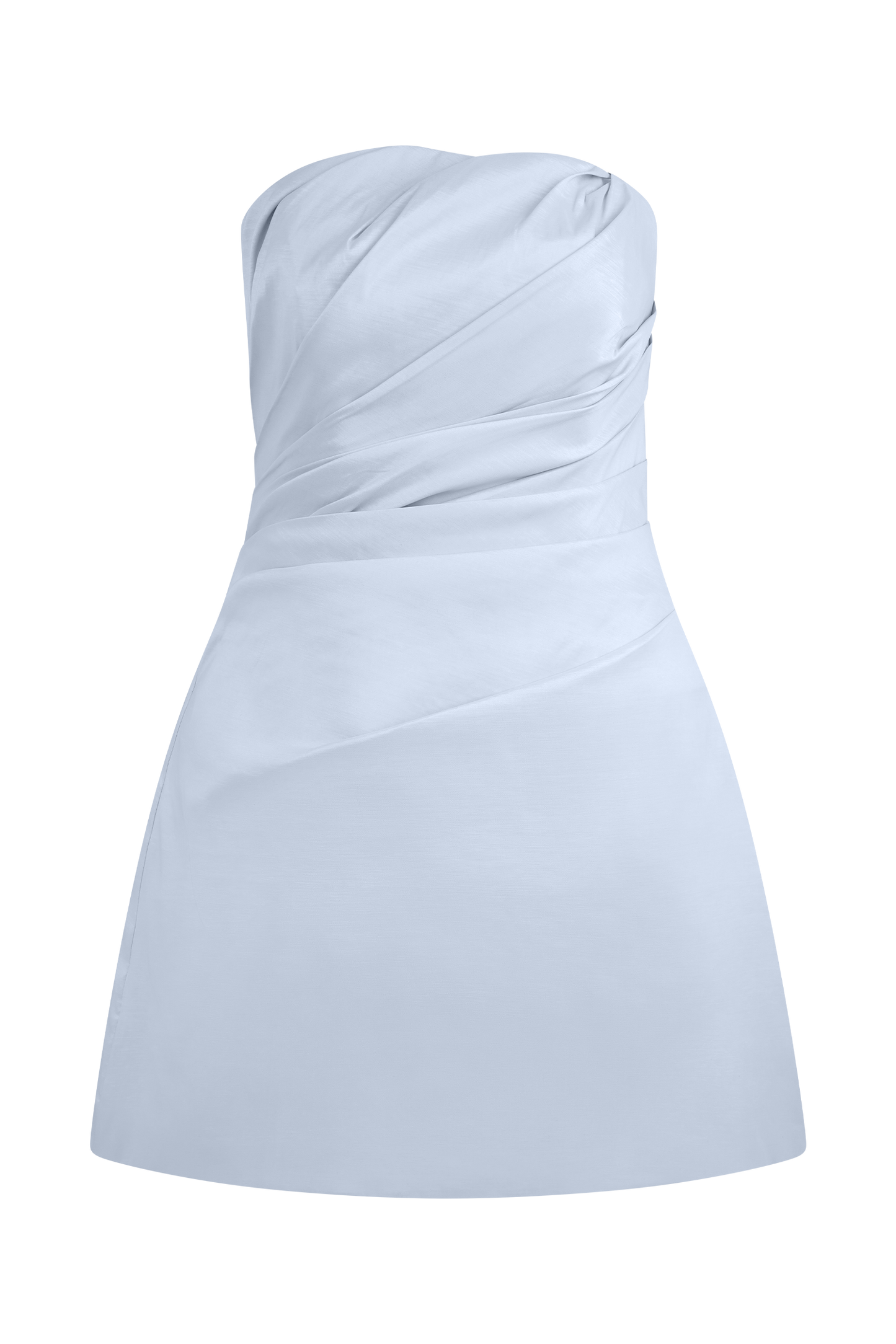 ROF Leslie Büzgülü Tafta Mini Elbise - Buzlu Mavi