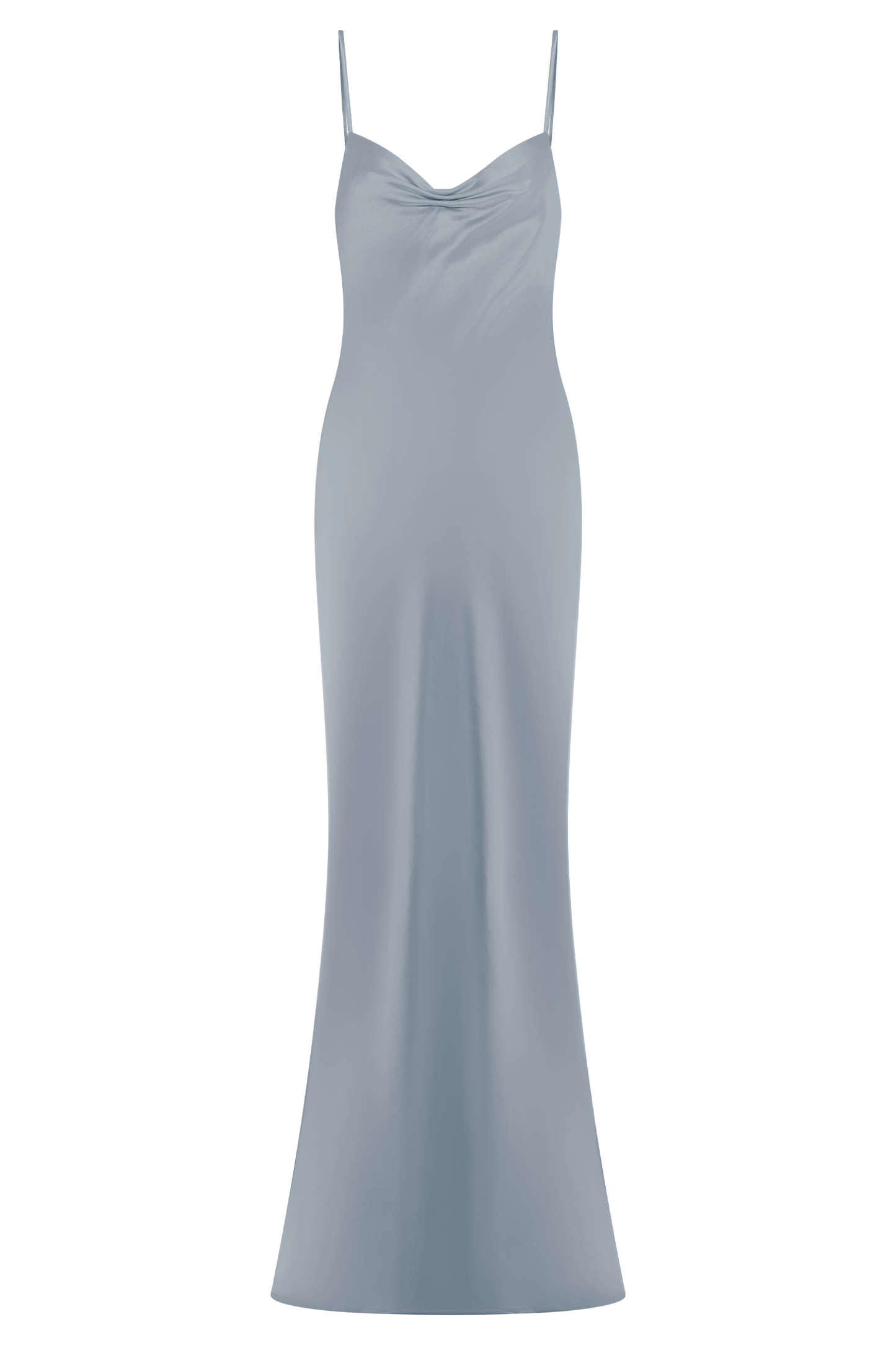 ROF Lilly Sweetheart Saten Maxi Elbise - Buzlu Mavi