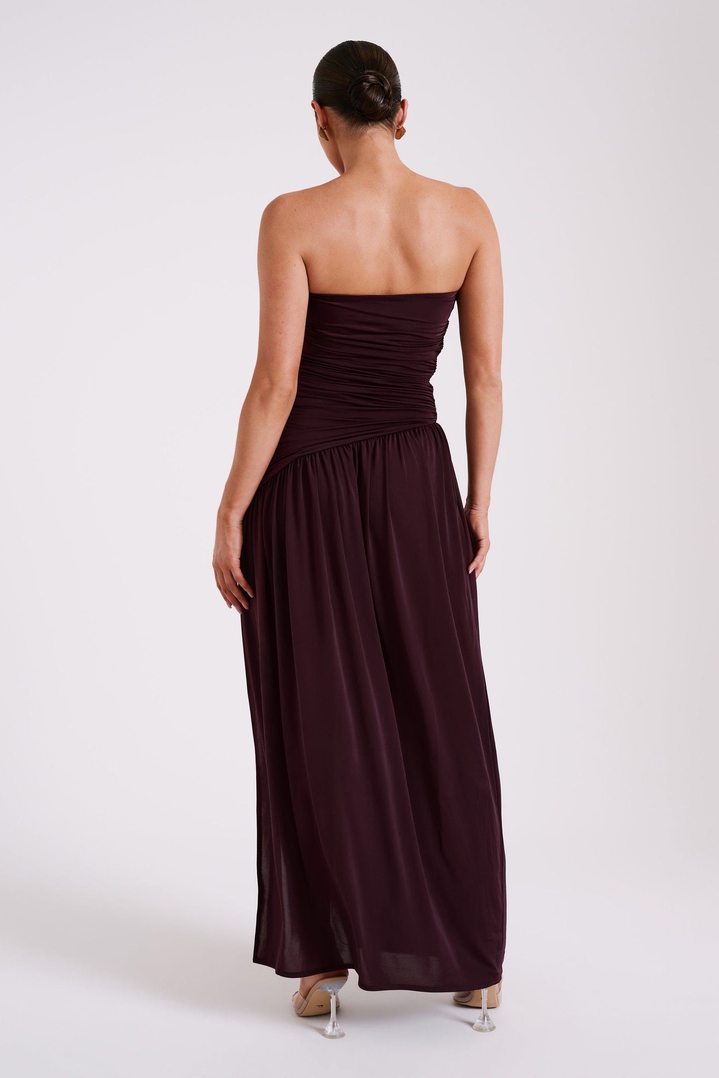 ROF Bex Straplez Dar Kesim Maxi Elbise - Bordo
