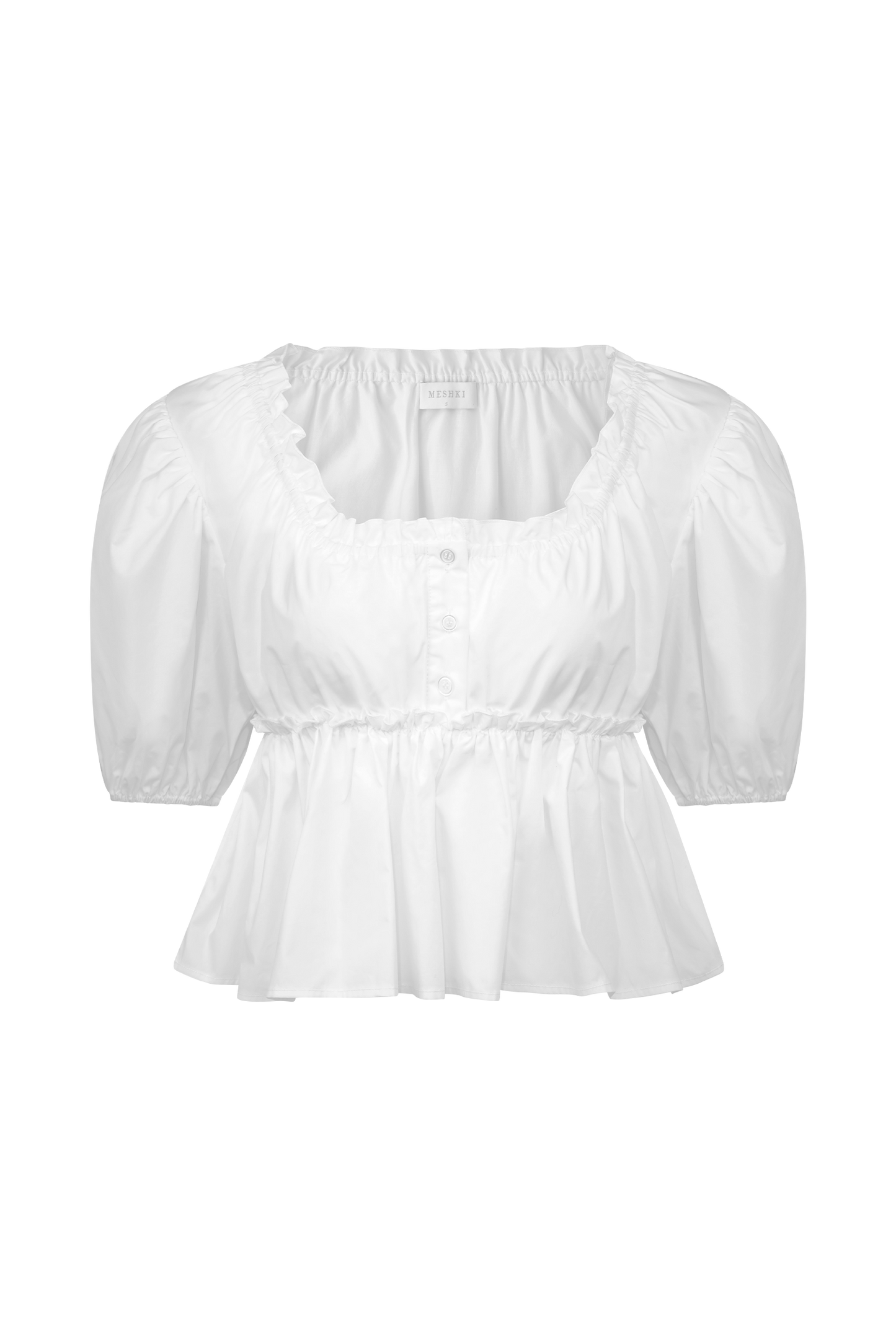 ROF Magdalena Puf Crop Top - Beyaz