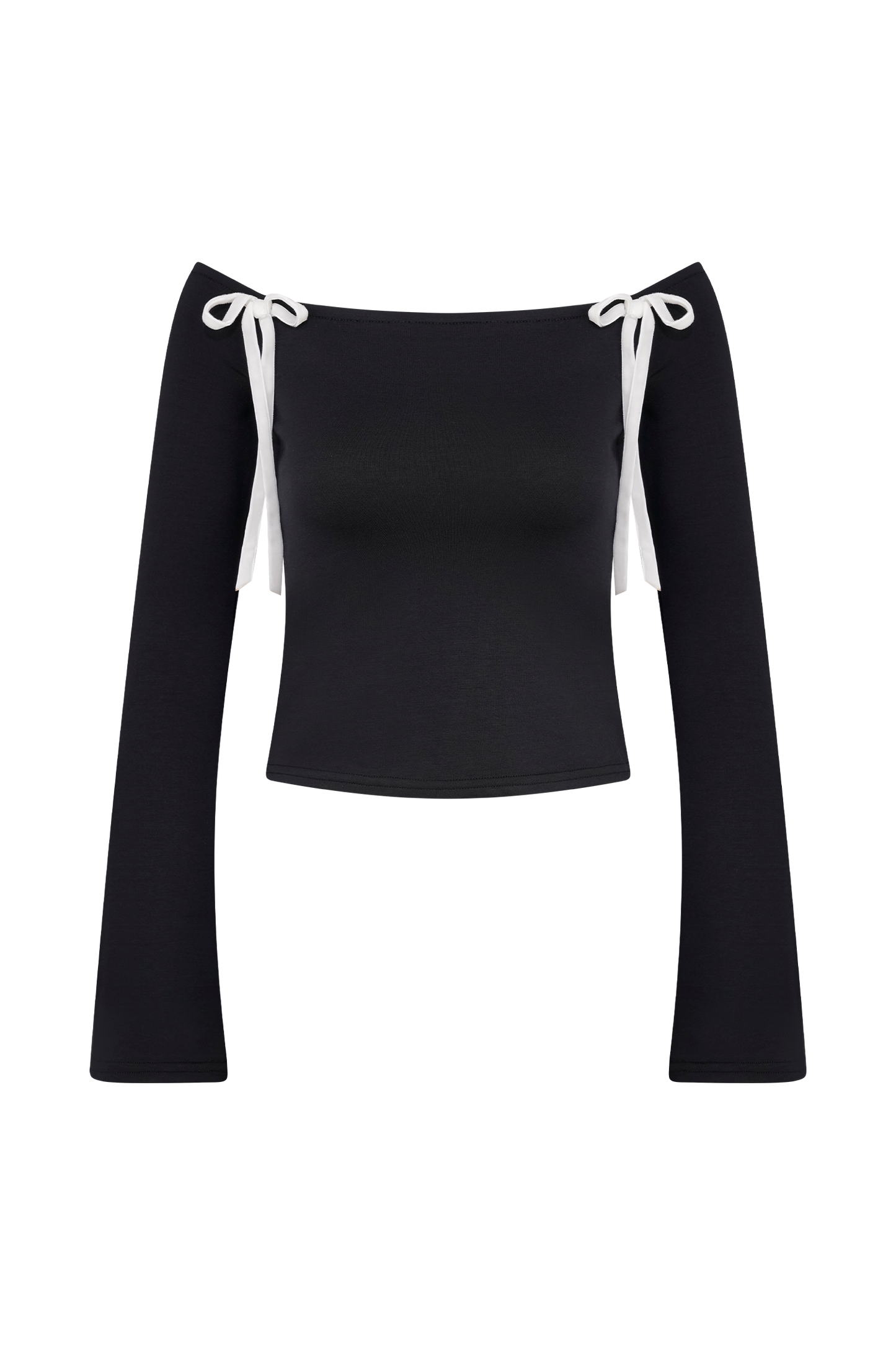 ROF Marlene Scuba Jersey Kontrast Üst - Siyah/Beyaz