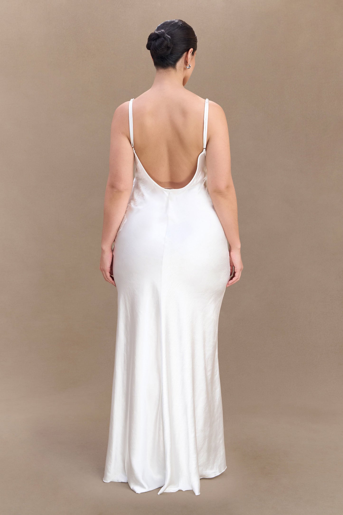 ROF Saylor Saten Slip Uzun Elbise - Fildişi