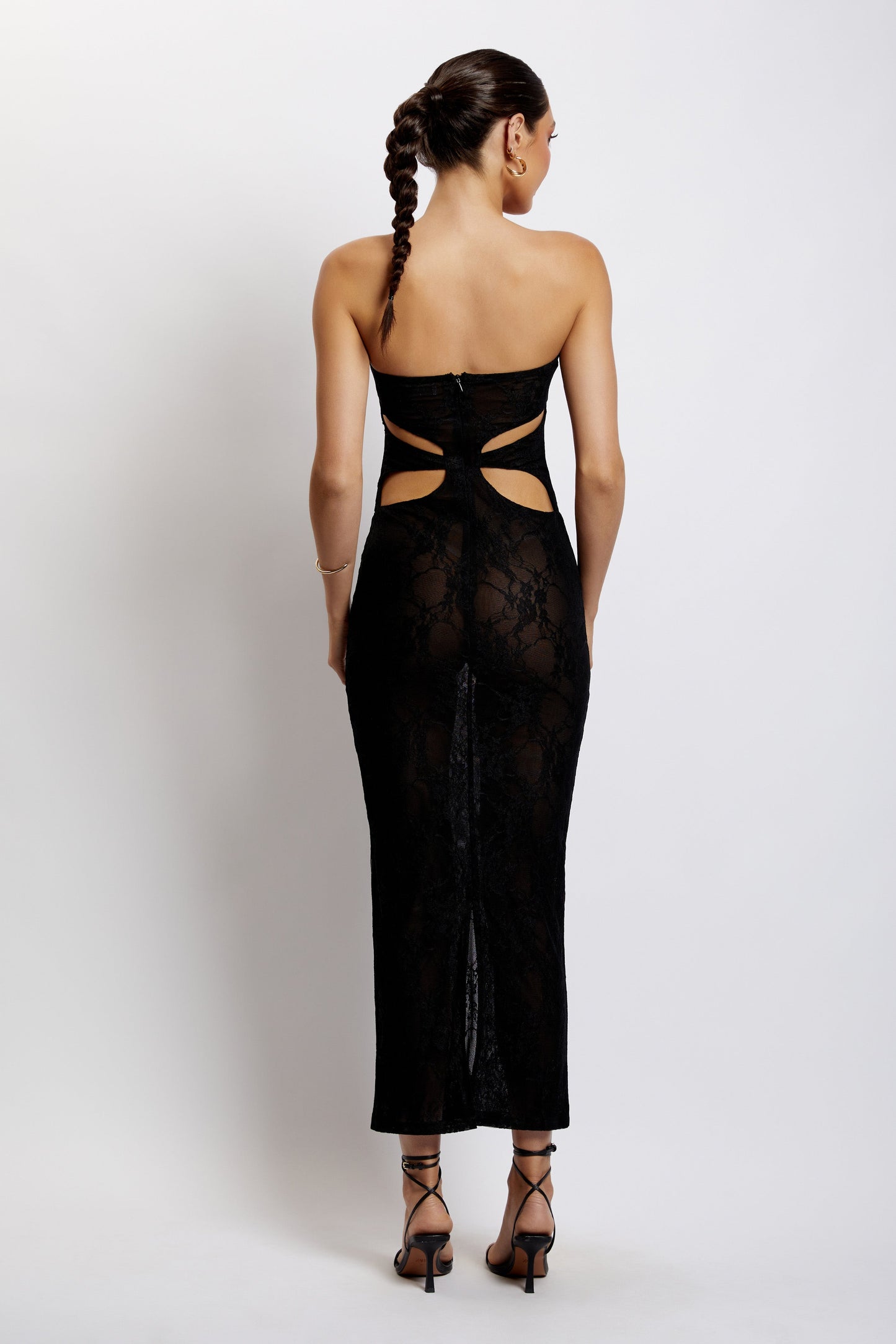 ROF Krista Cut Out Bandeau Uzun Elbise - Siyah