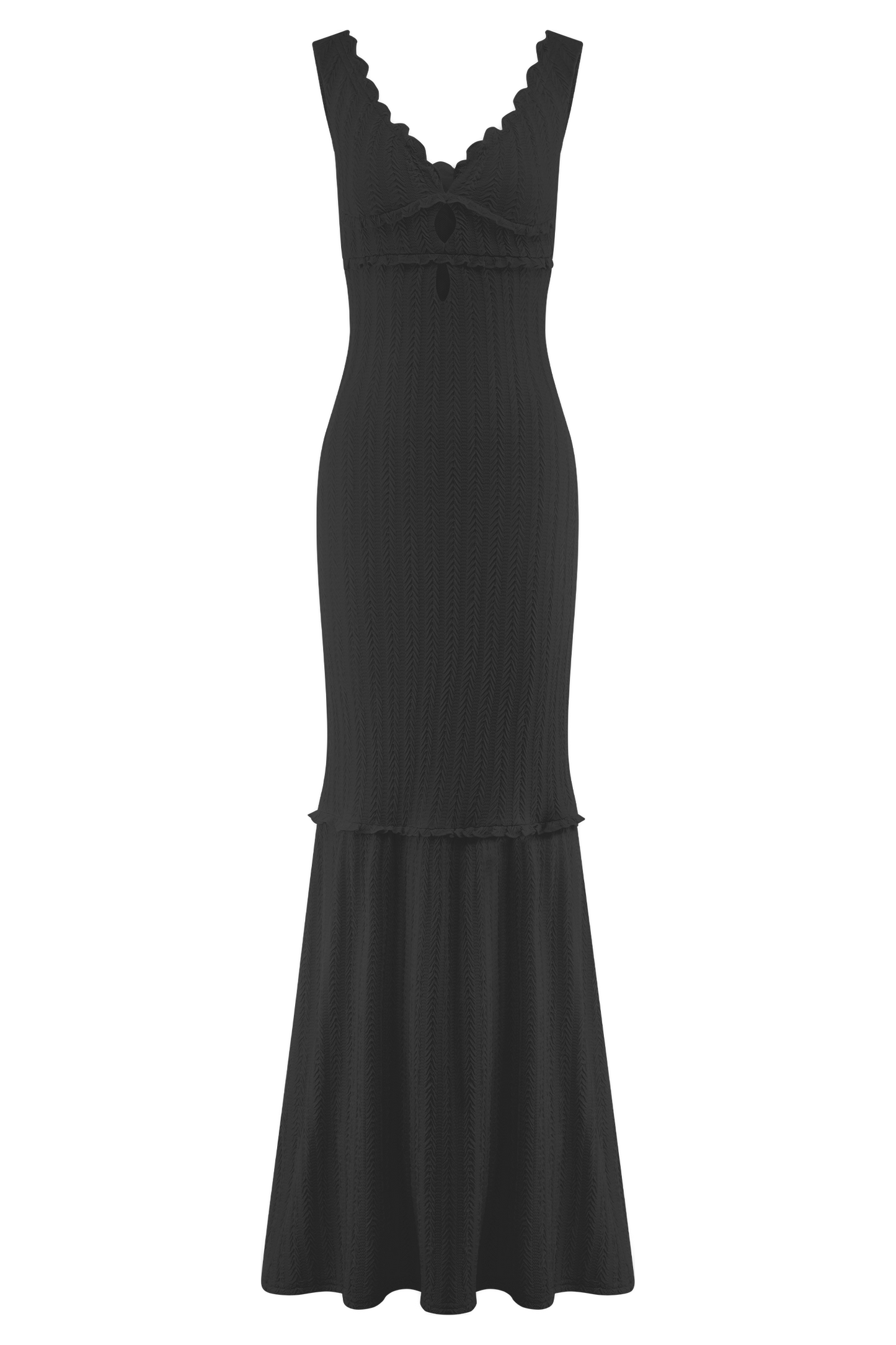 ROF Natalie Düşük Omuz Uzun Elbise - Siyah