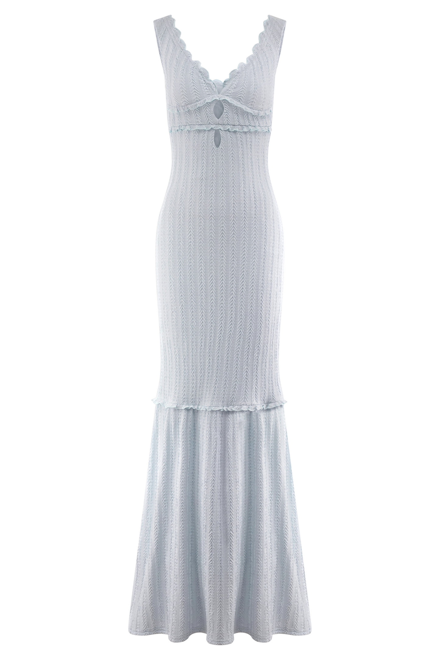 ROF Natalie Düşük Omuzlu Uzun Elbise - Gök Mavisi