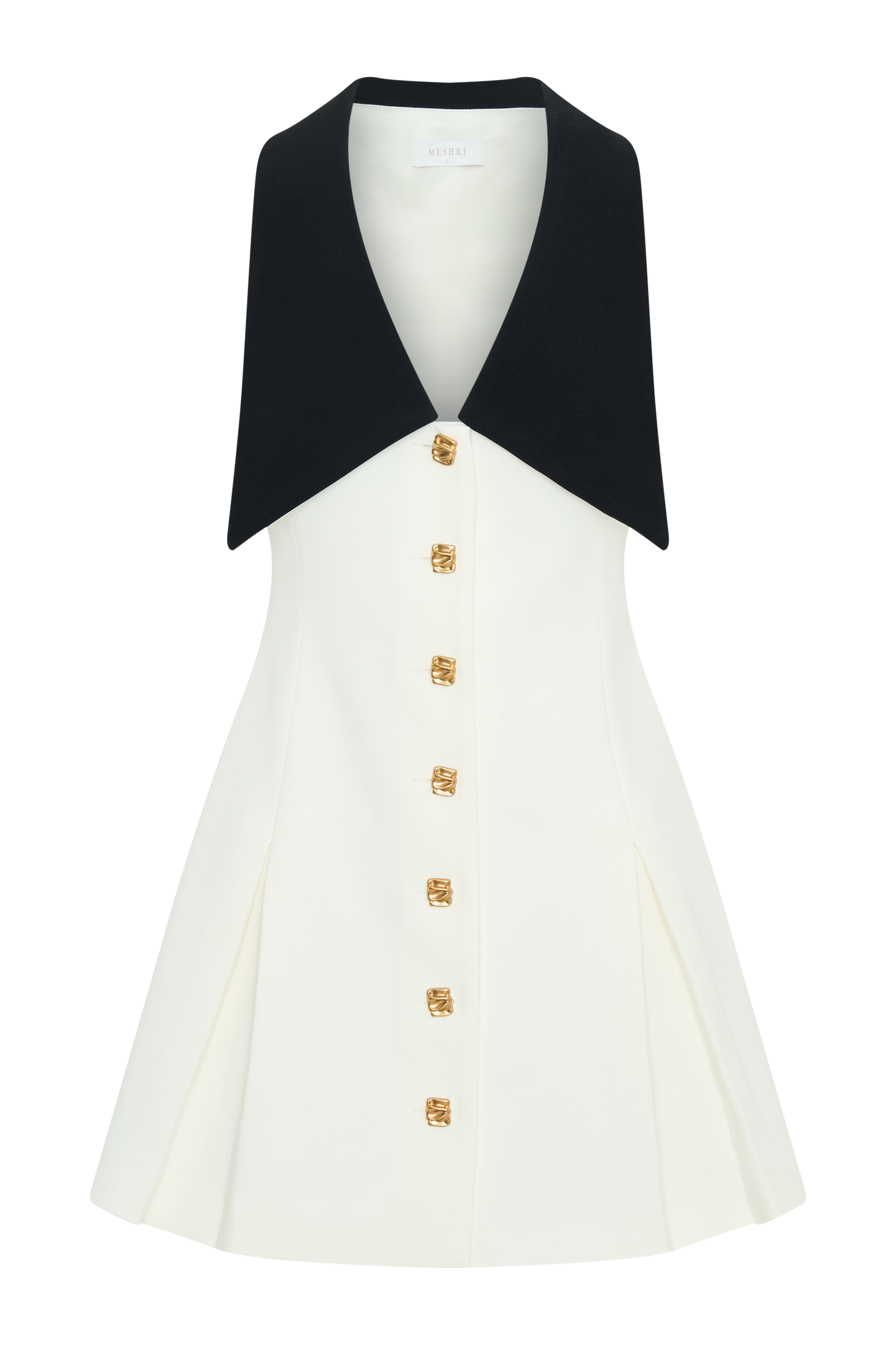 ROF Oli Kolsuz Kontrast Mini Elbise - Fildişi/Siyah