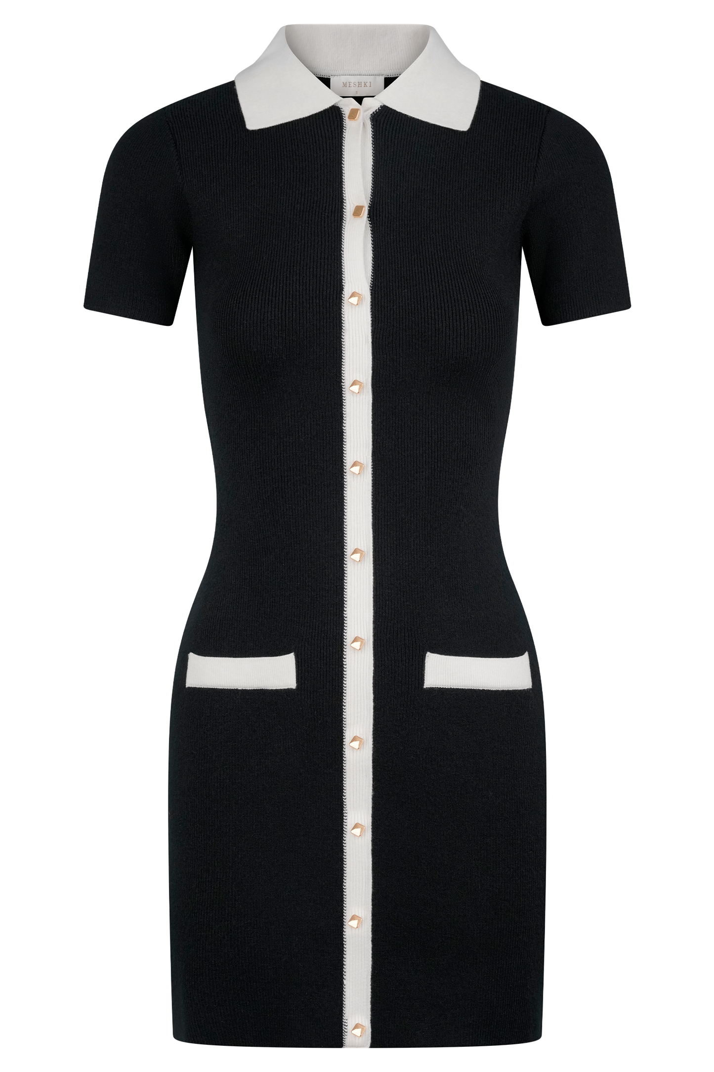 ROF Seema Kontrast Mini Elbise - Siyah/Beyaz