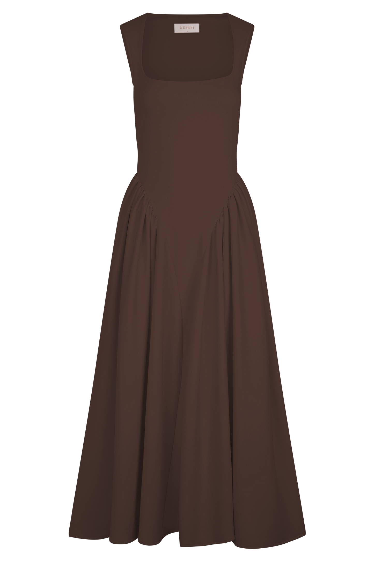 ROF Sharon Scuba Jersey Midi Elbise - Kakao Kahvesi
