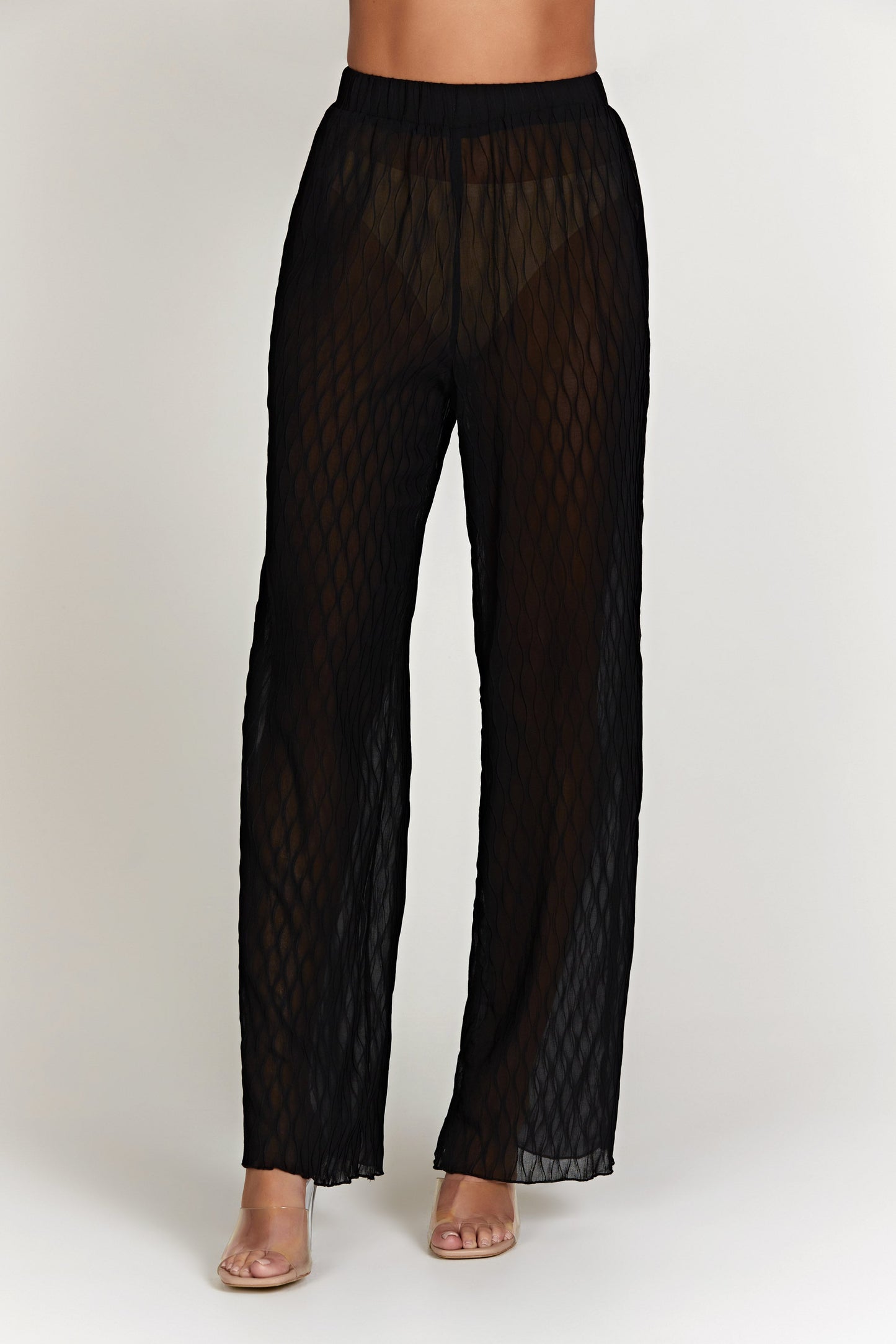 ROF Karla Dalga Plise Pantolon - Siyah