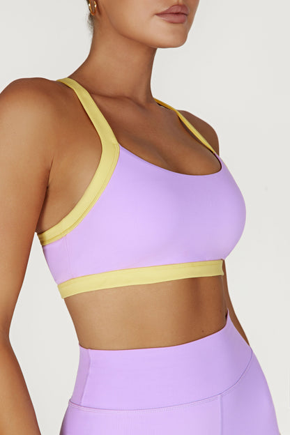 ROF Becca İki Renkli Kısa Spor Sütyeni - Lila/Sarı
