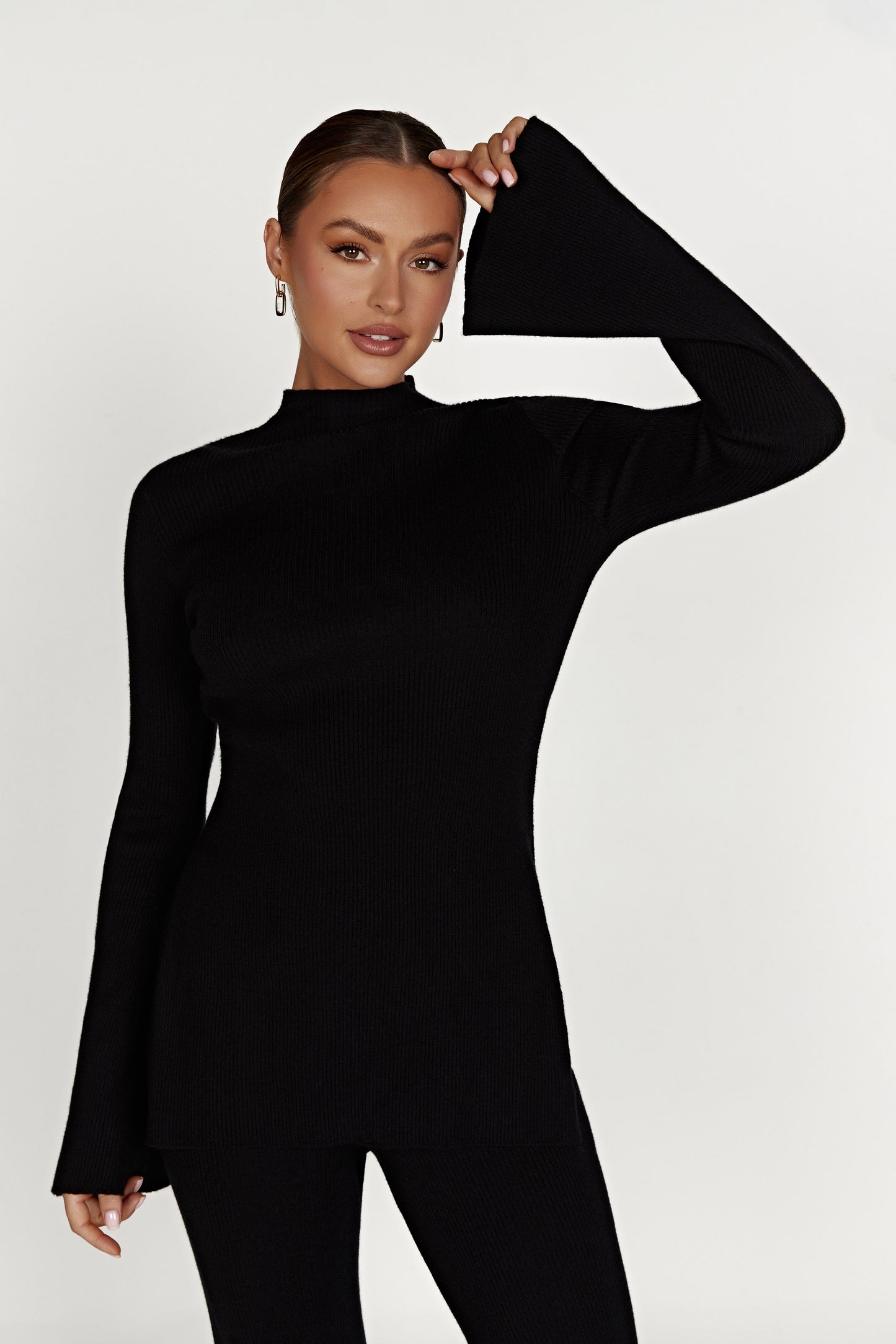 ROF Jovie Oversize Örgü Kazak - Siyah
