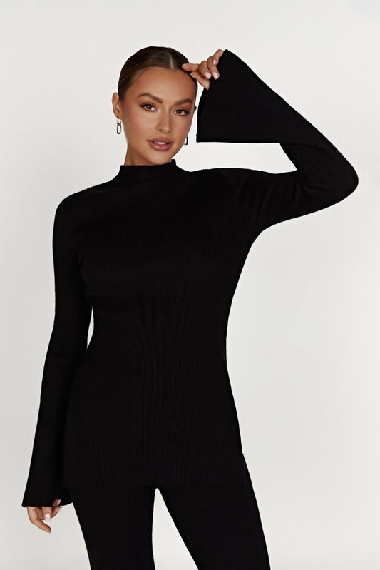 ROF Jovie Oversize Örgü Kazak - Siyah