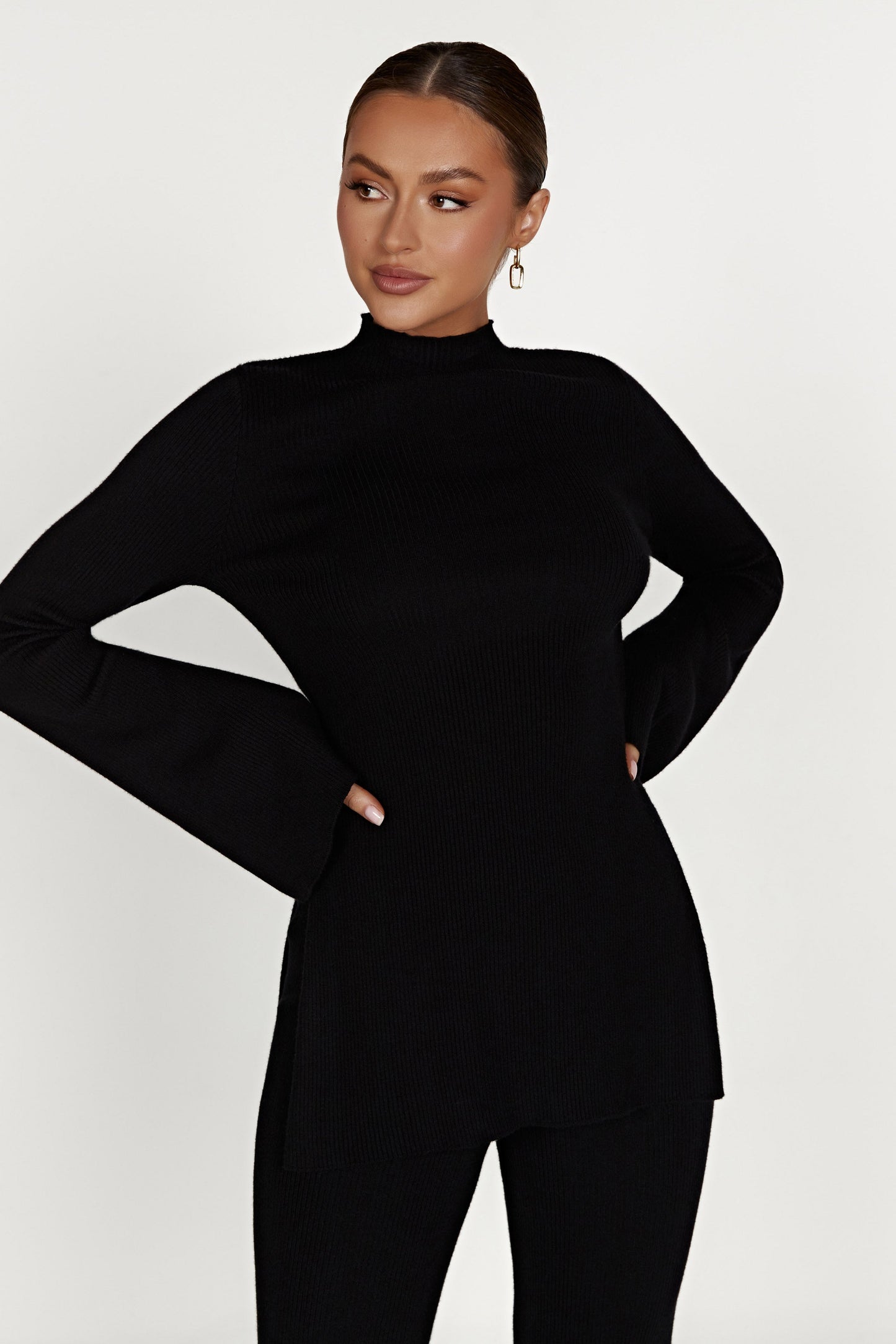 ROF Jovie Oversize Örgü Kazak - Siyah