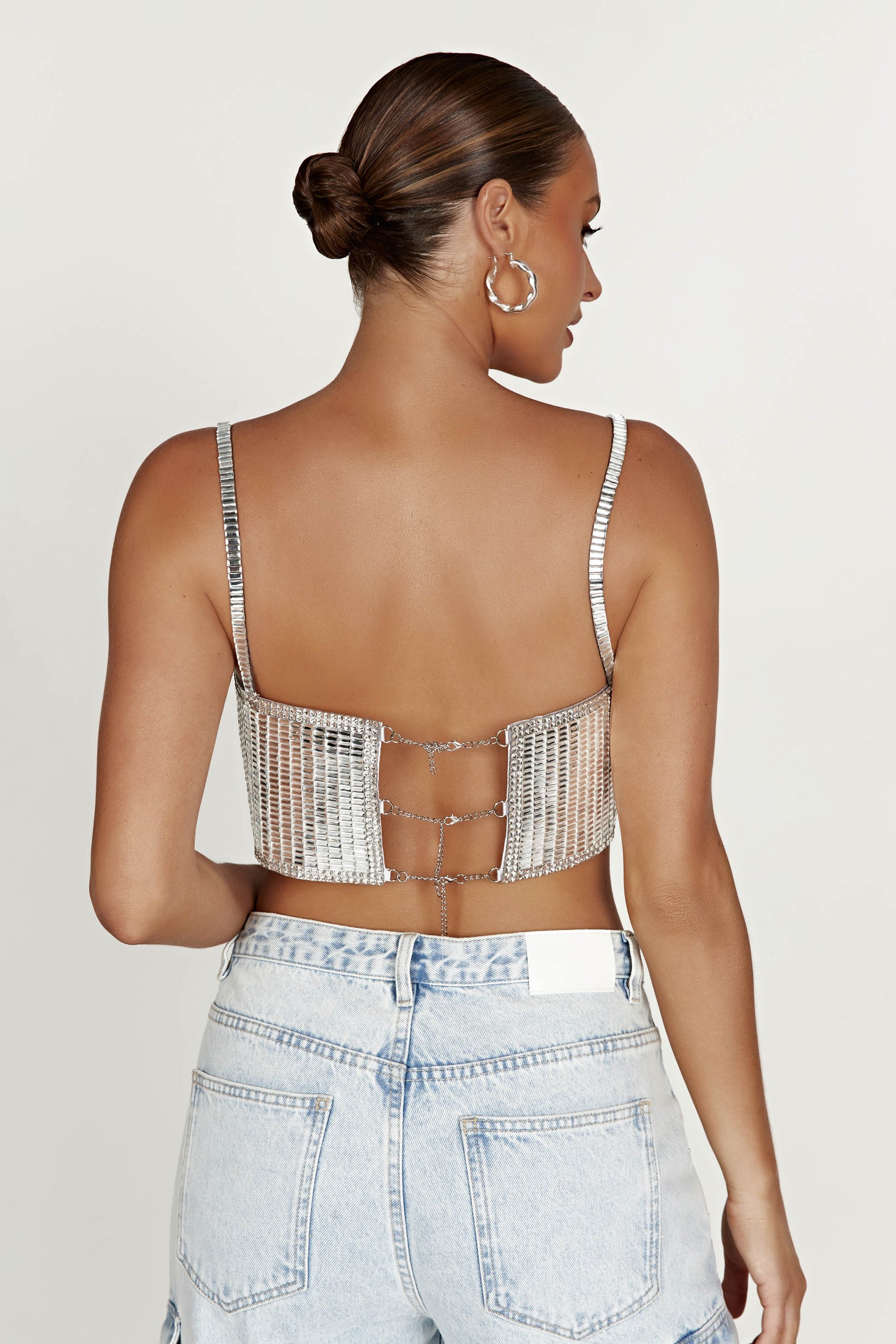 ROF Miriam Aynalı Crop Top - Gümüş