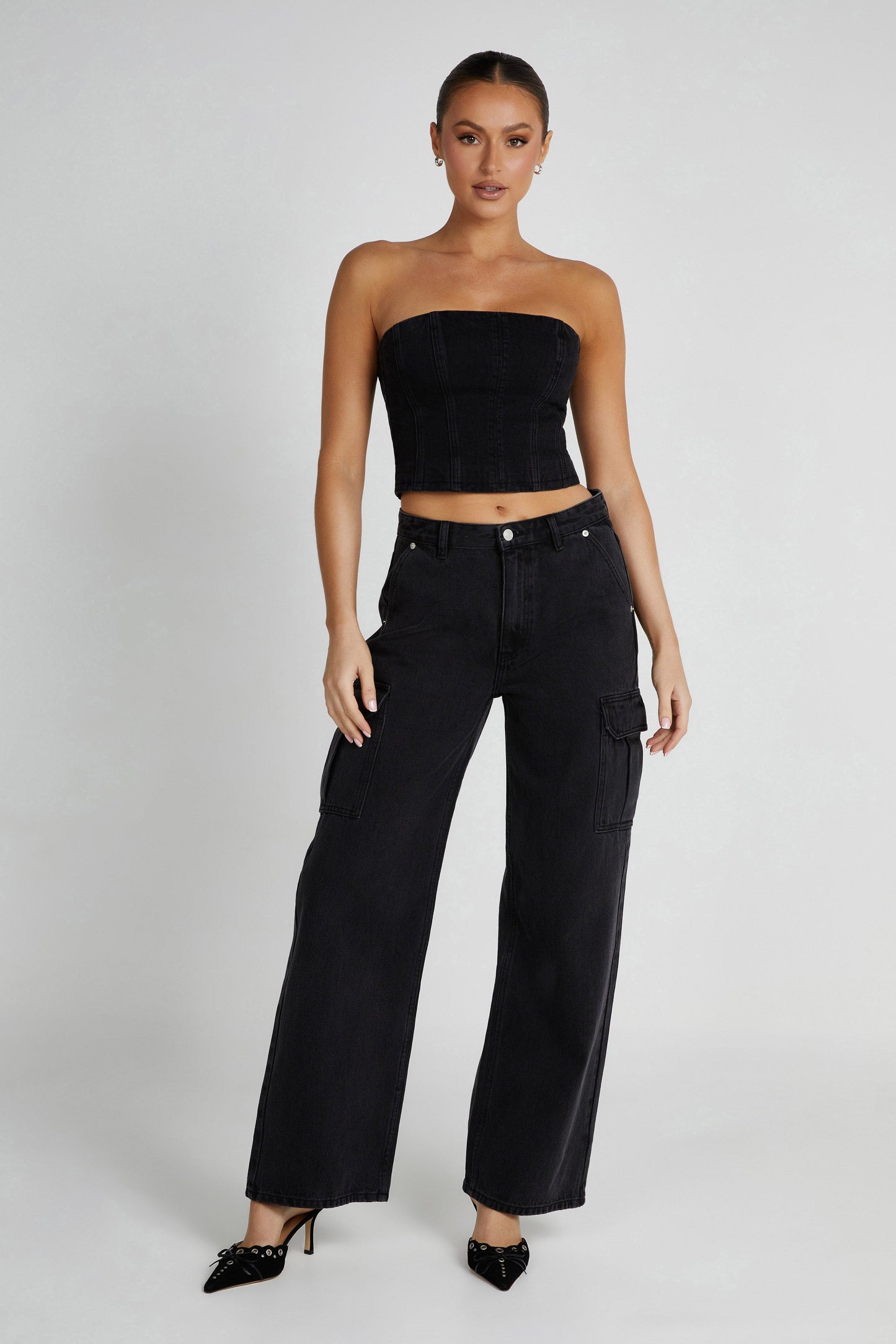 ROF Jagger Mid Bel Oversize Denim Jean - Yıkanmış Siyah