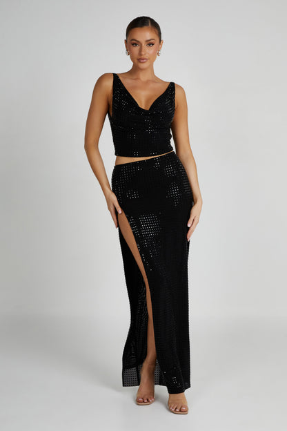 ROF Ellery Square Diamante Maxi Etek - Siyah