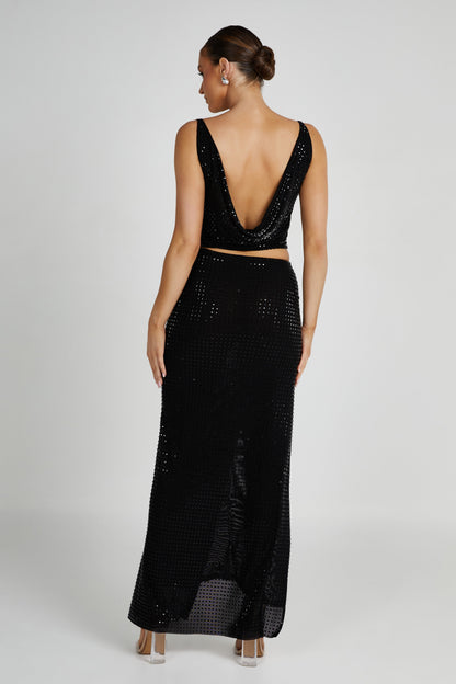 ROF Ellery Square Diamante Maxi Etek - Siyah