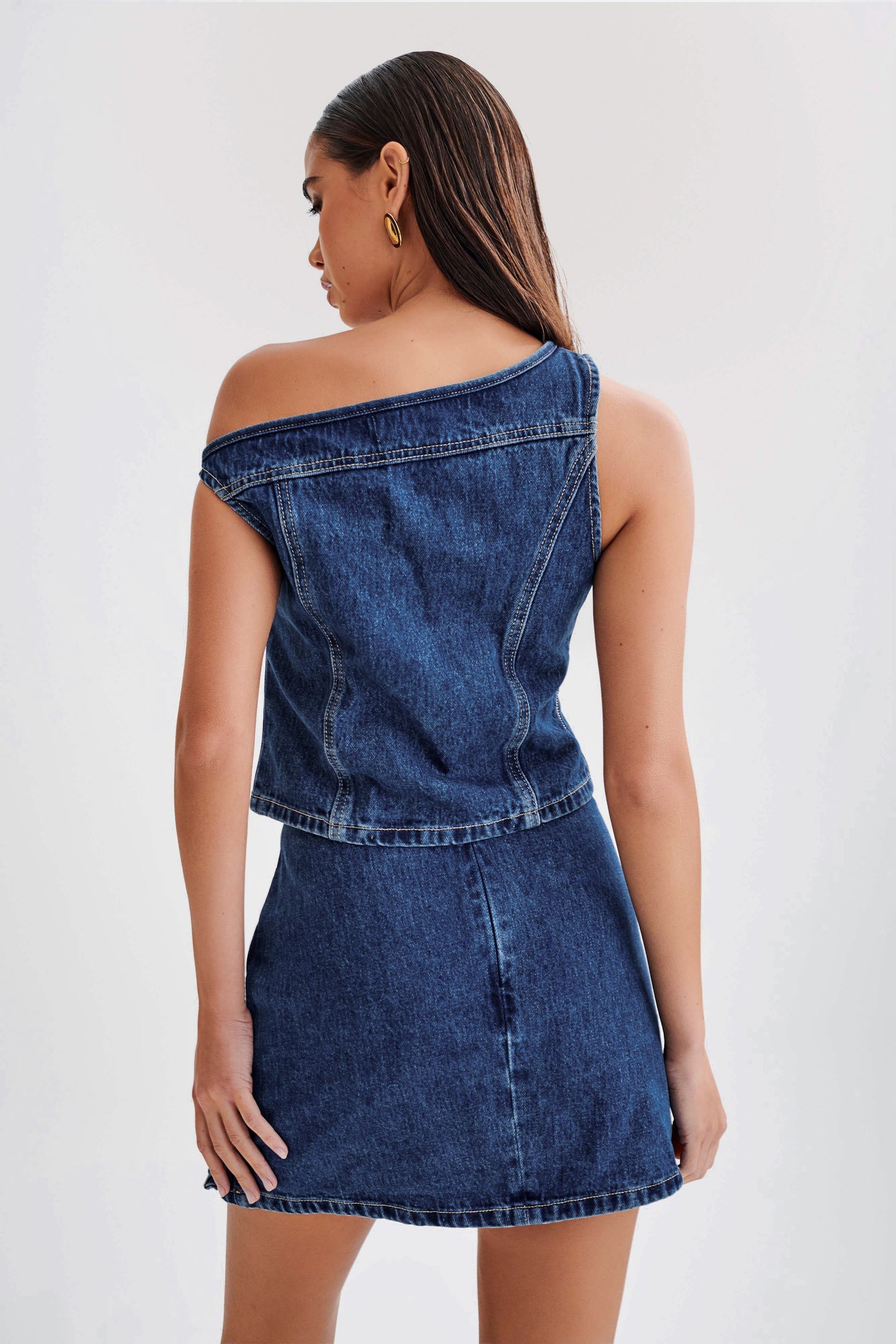 ROF Ramsey Denim Düşük Omuz Üst - Koyu Mavi