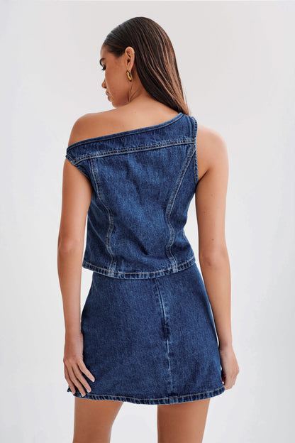 ROF Ramsey Denim Düşük Omuz Üst - Koyu Mavi