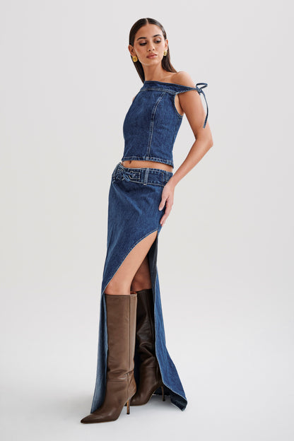 ROF Ramsey Denim Düşük Omuz Üst - Koyu Mavi