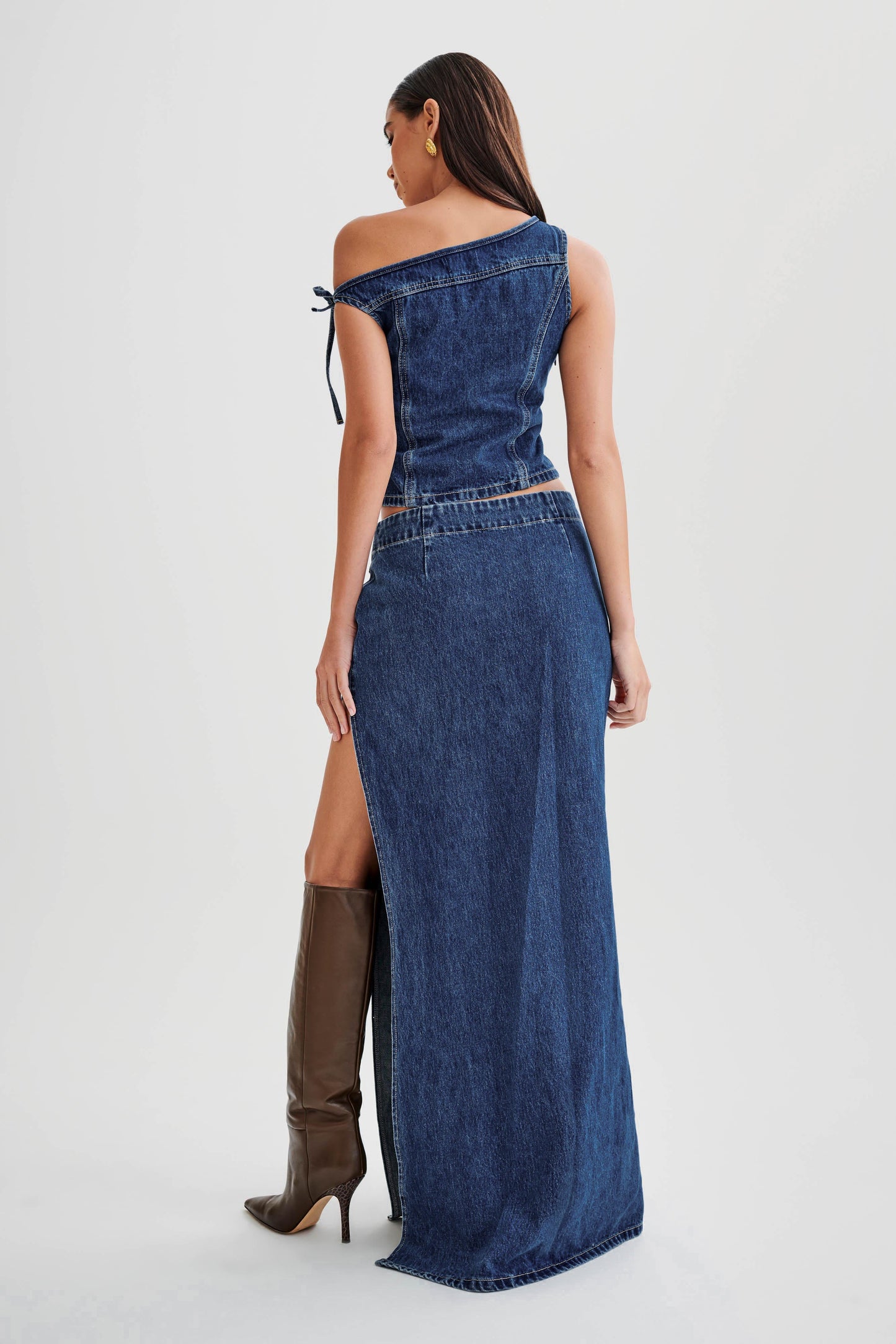 ROF Ramsey Denim Düşük Omuz Üst - Koyu Mavi