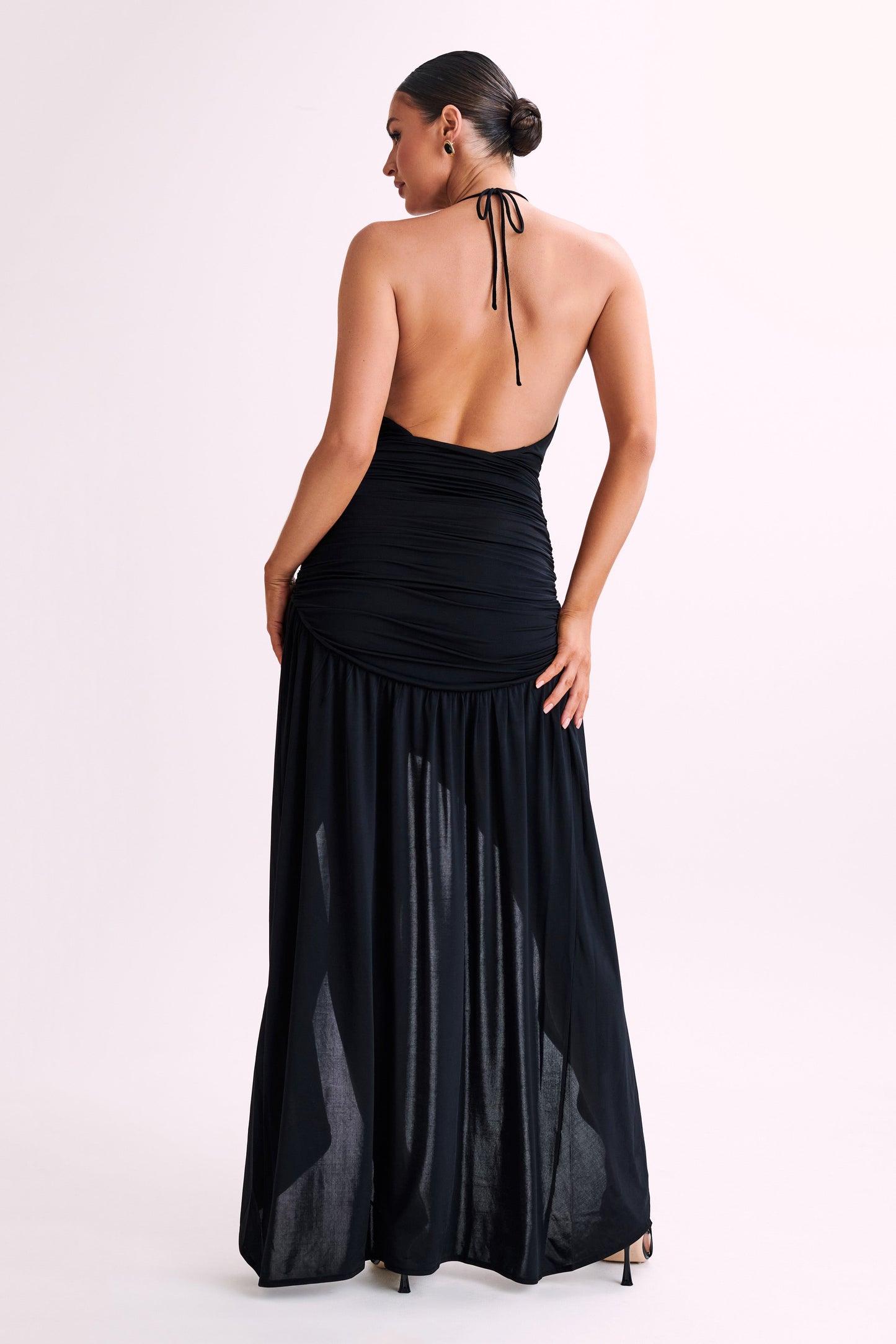 ROF Serenity Dantelli Dar Kesim Maxi Elbise - Siyah