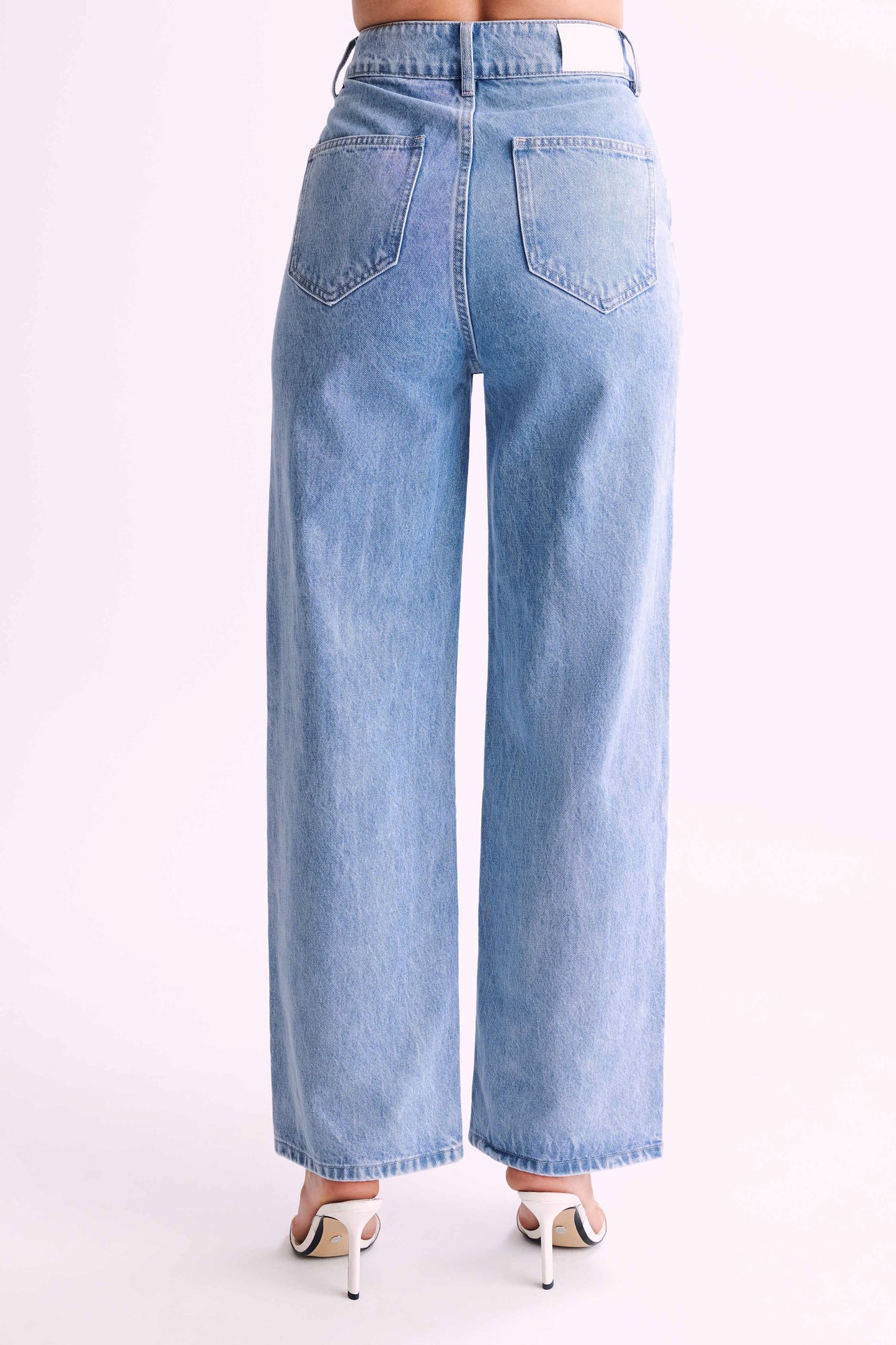 ROF Roxy Geniş Paça Yüksek Bel Denim Jeans - Orta Mavi