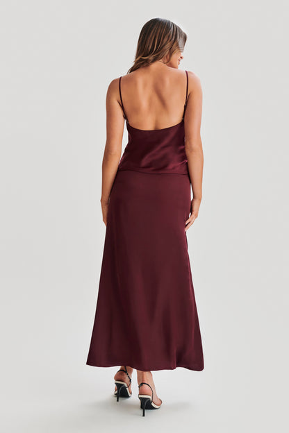 ROF Luella Saten Dantelli Cami Üst - Mürdüm