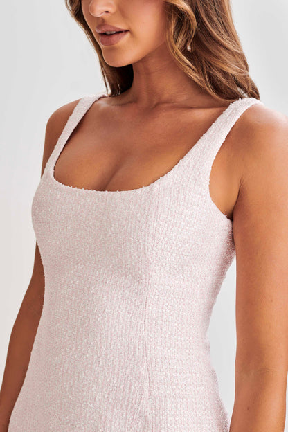 ROF Beth Tweed Mini Elbise - Peri Floss Pembe