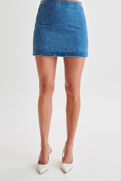ROF Ellie Denim Mini Etek - 70'Ler Mavi