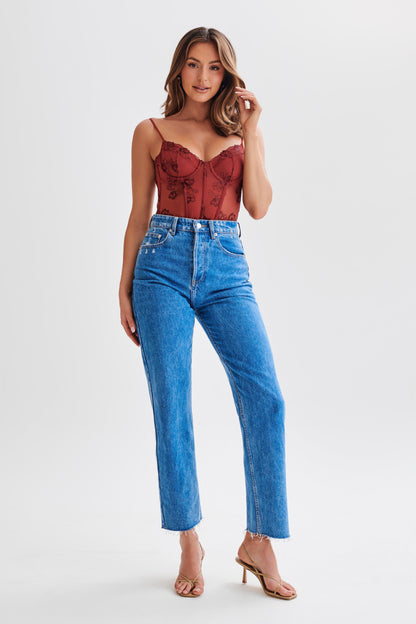 ROF Annette Dantel Bodysuit - Mürdüm Çiçek