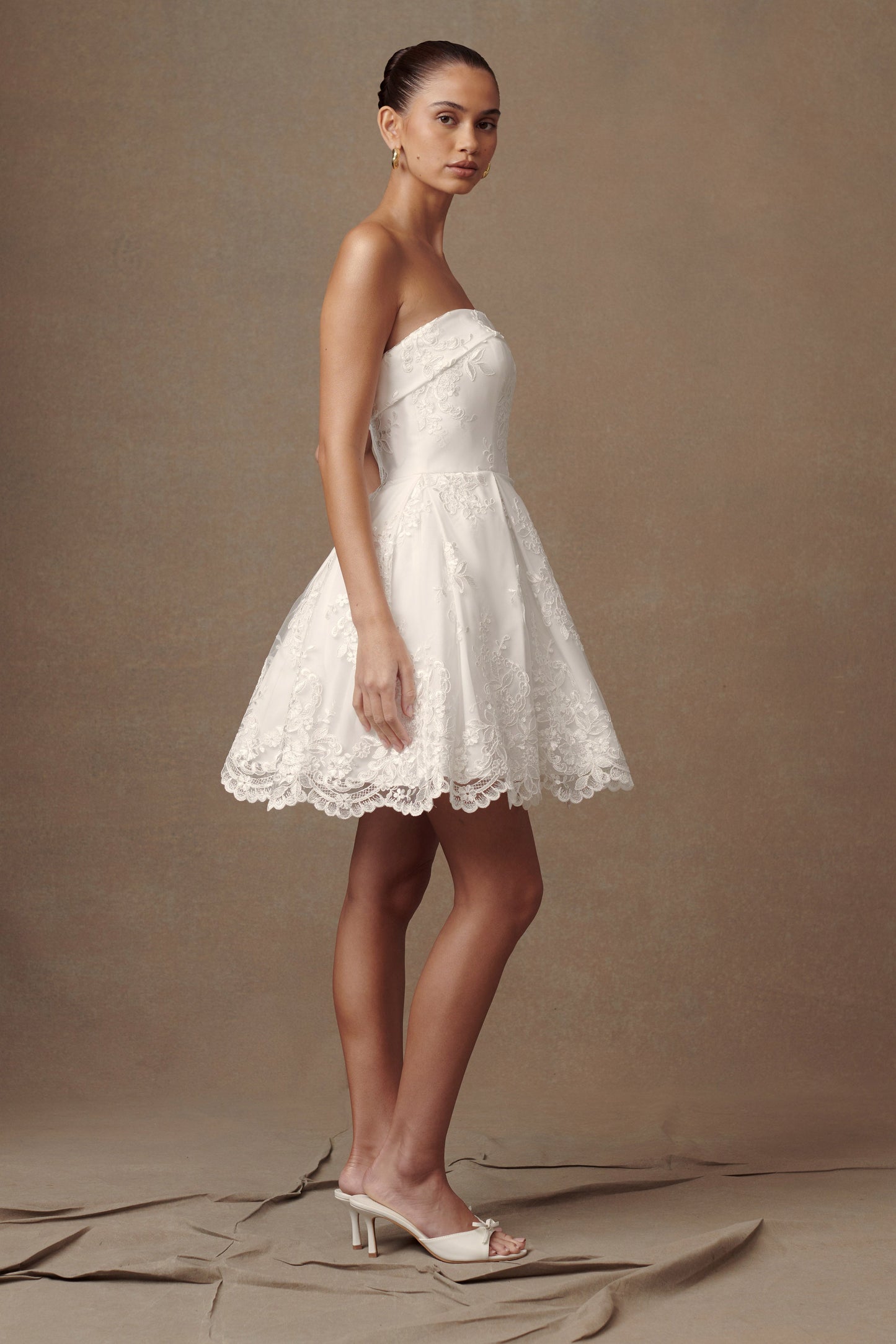 ROF Eileen Dantel Mini Elbise - Beyaz