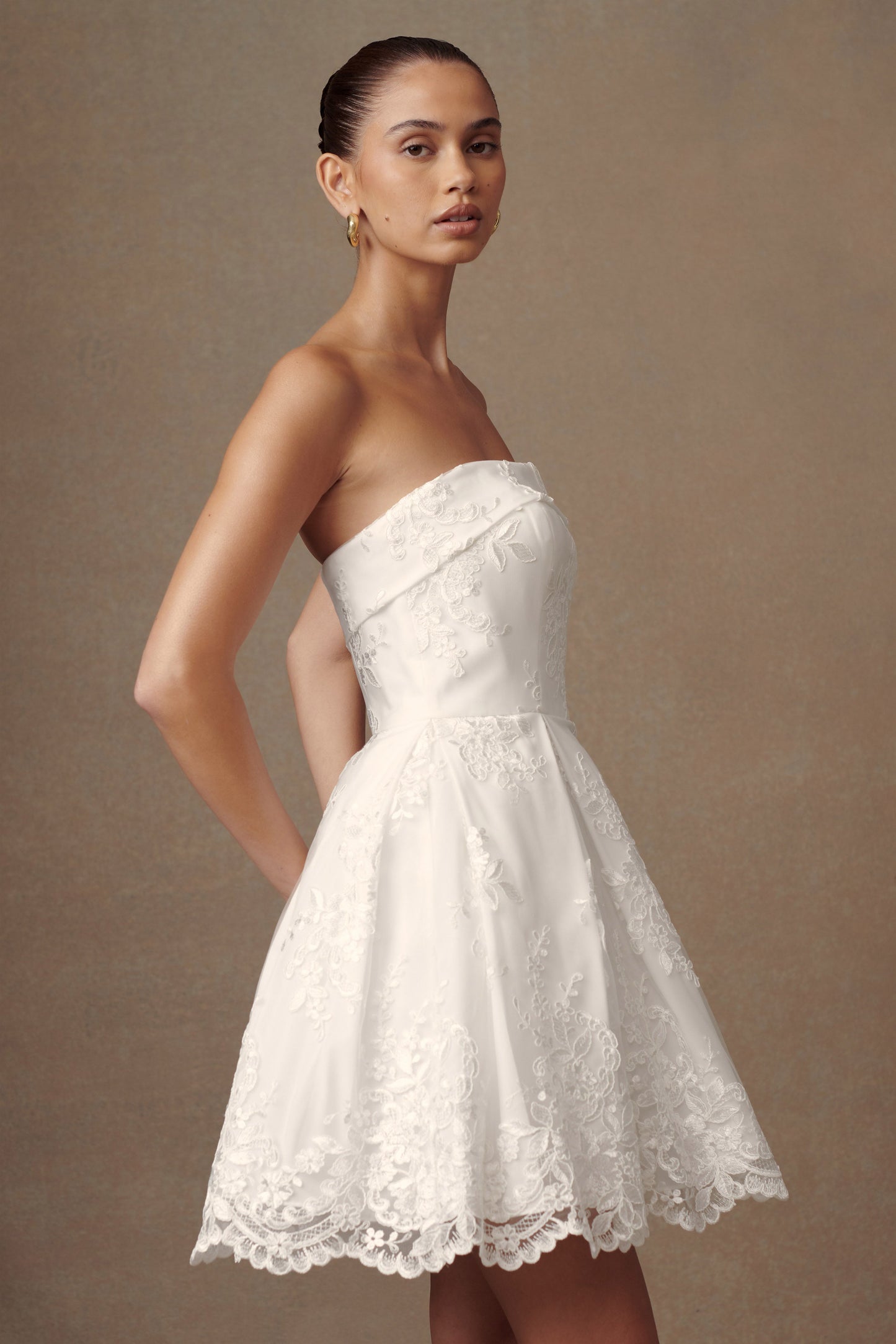 ROF Eileen Dantel Mini Elbise - Beyaz