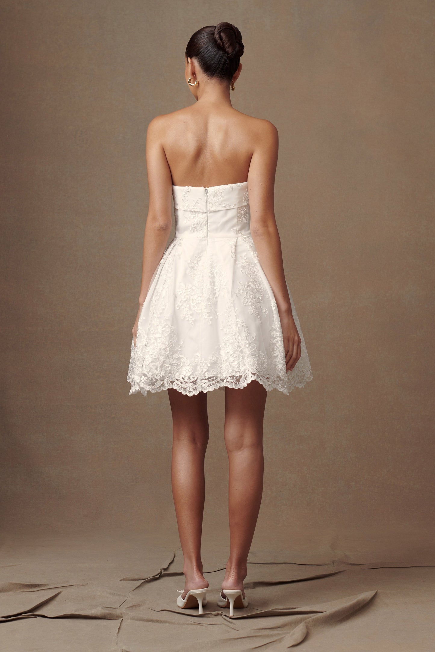 ROF Eileen Dantel Mini Elbise - Beyaz