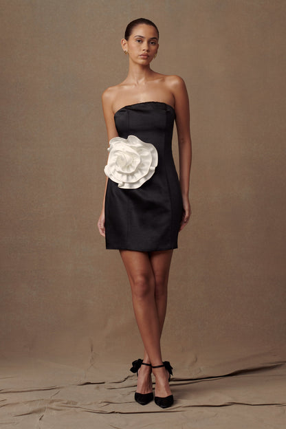 ROF Bernadette Straplez Rose Mini Elbise - Siyah