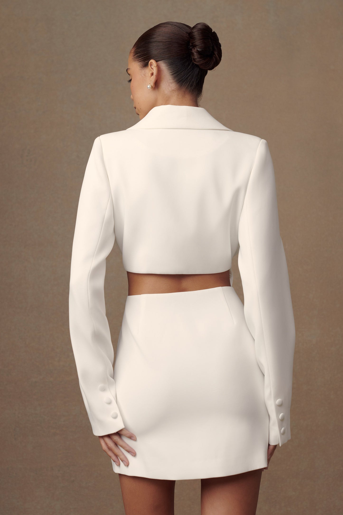 ROF Trinity Krep Blazer Elbise - Beyaz