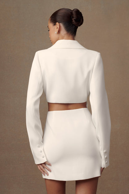 ROF Trinity Krep Blazer Elbise - Beyaz